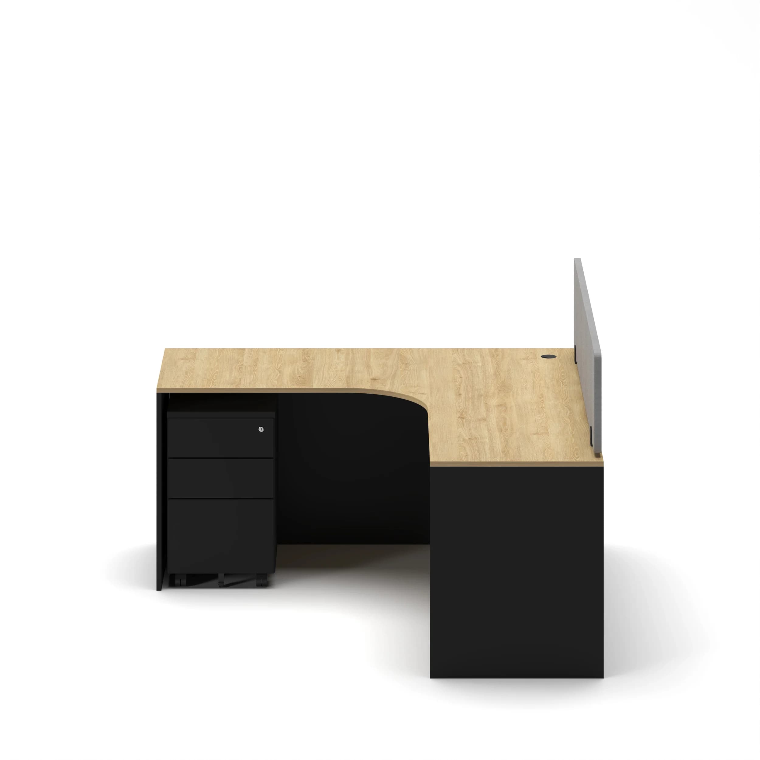 Single Workstation Oak Top Black Base 3