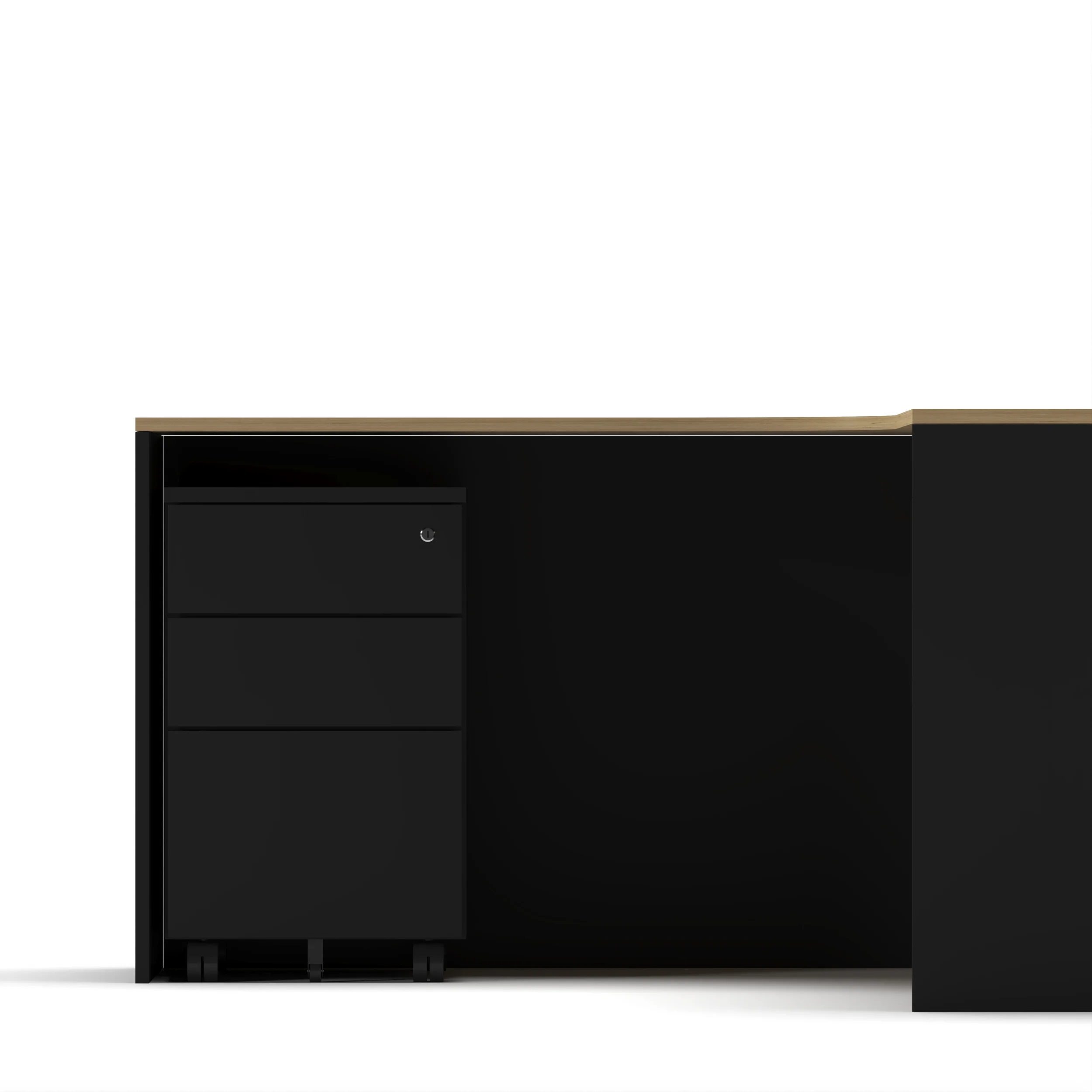 Single Workstation Oak Top Black Base 4