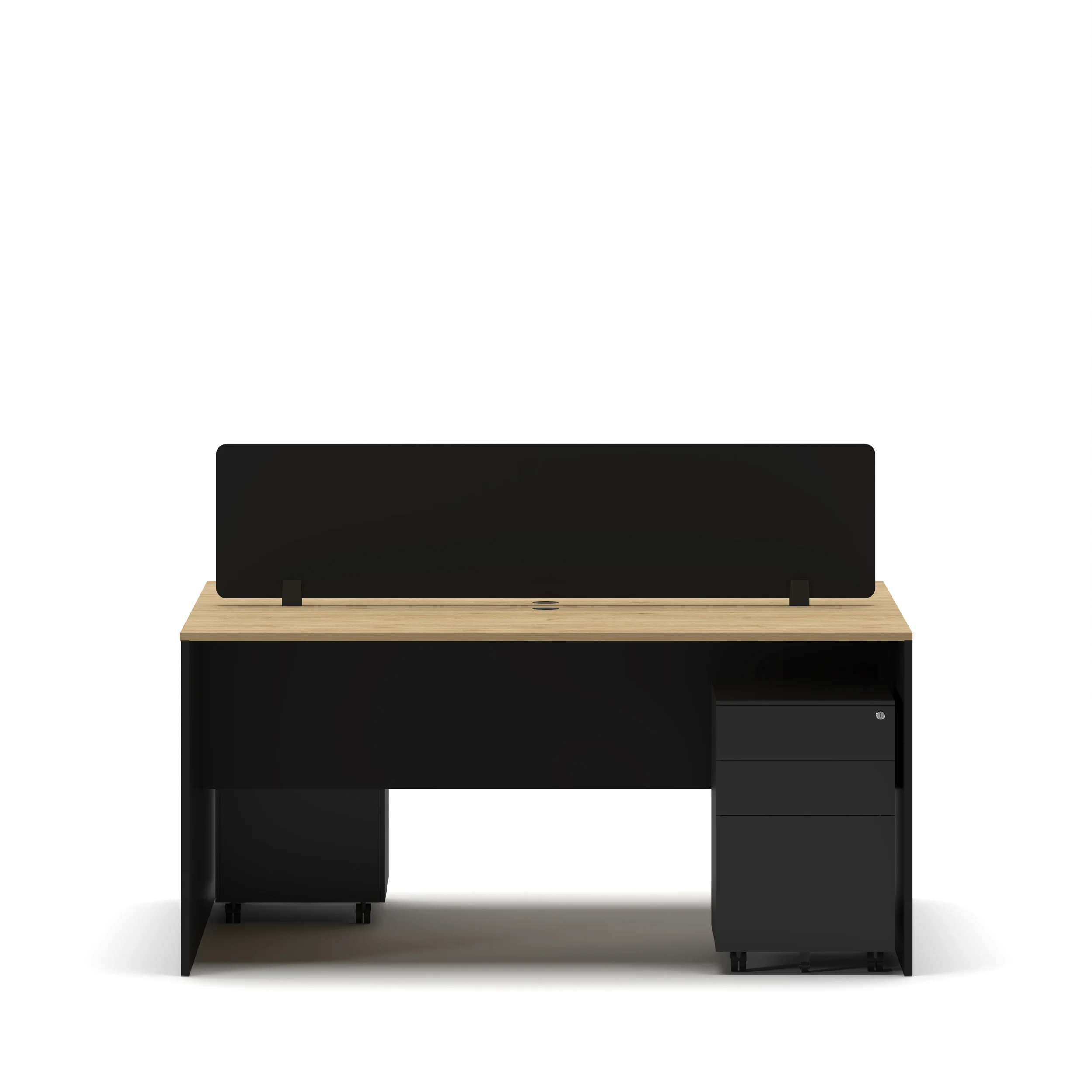Slate 2 Person F2F Compact Workstation Black Oak3