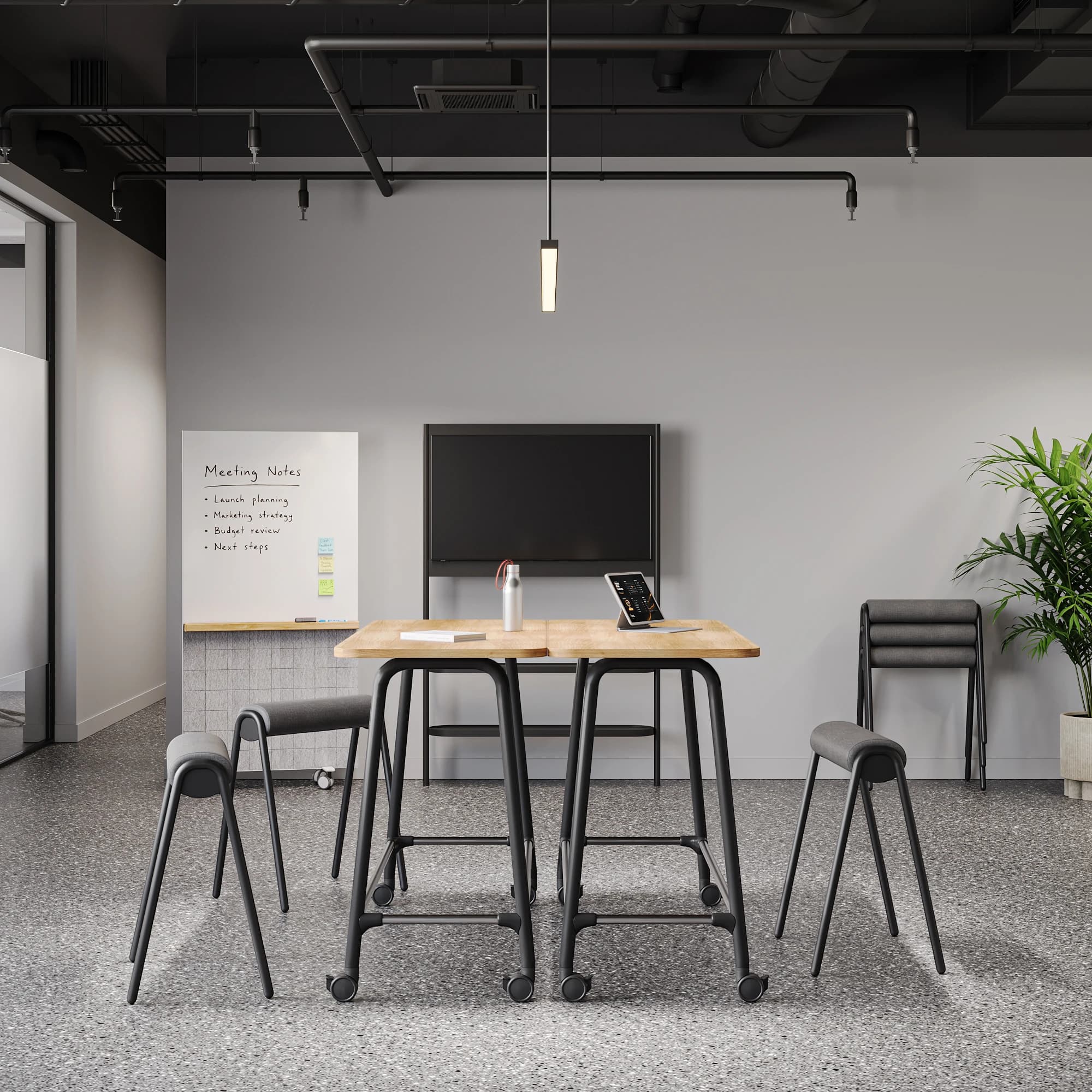 Navo® Loop high table frame black top black withwheel lifestyle