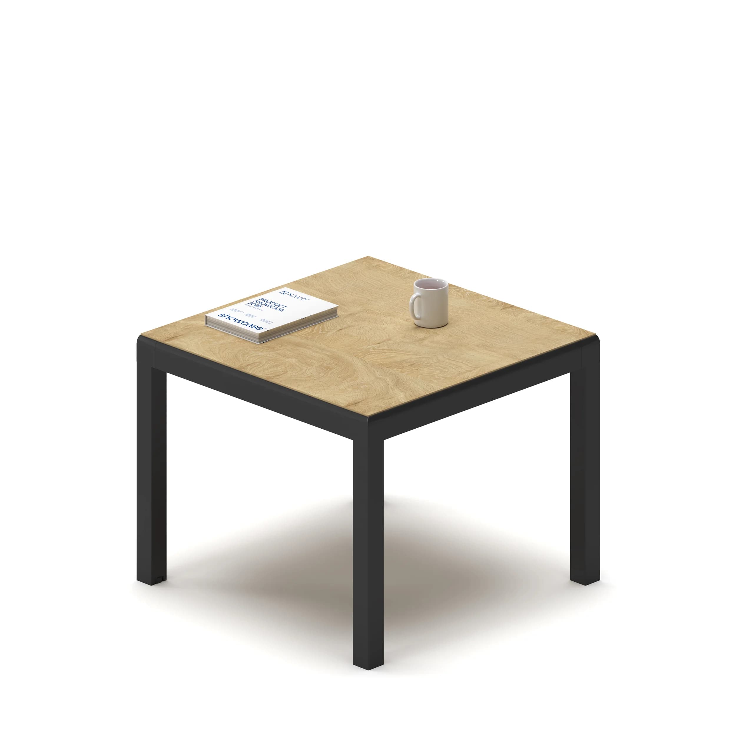 Coffee table Small Oak Top Black Frame 1