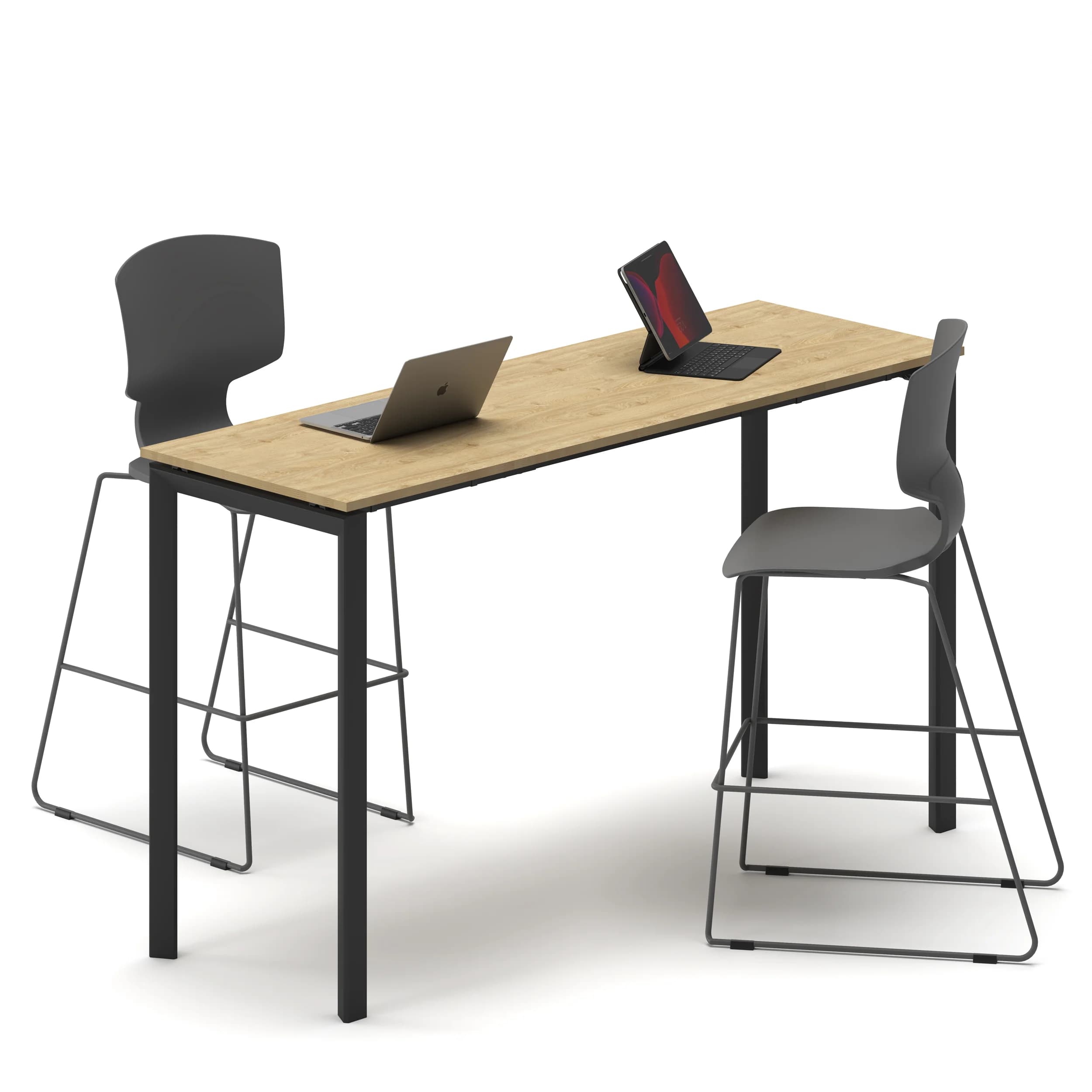 Workhub High Table U Series Black Frame Oak Top2