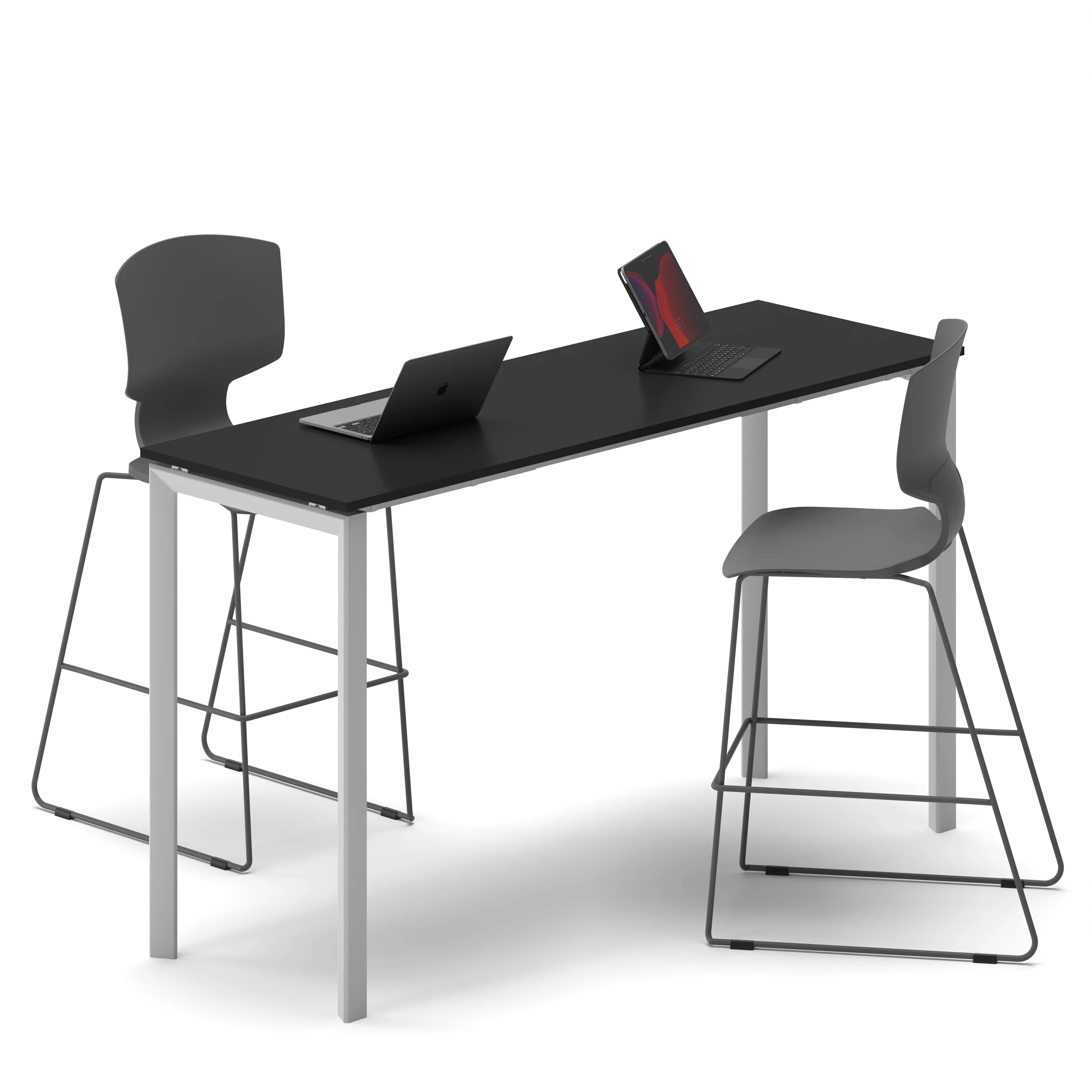 Workhub High Table U Series White Frame Black Top1