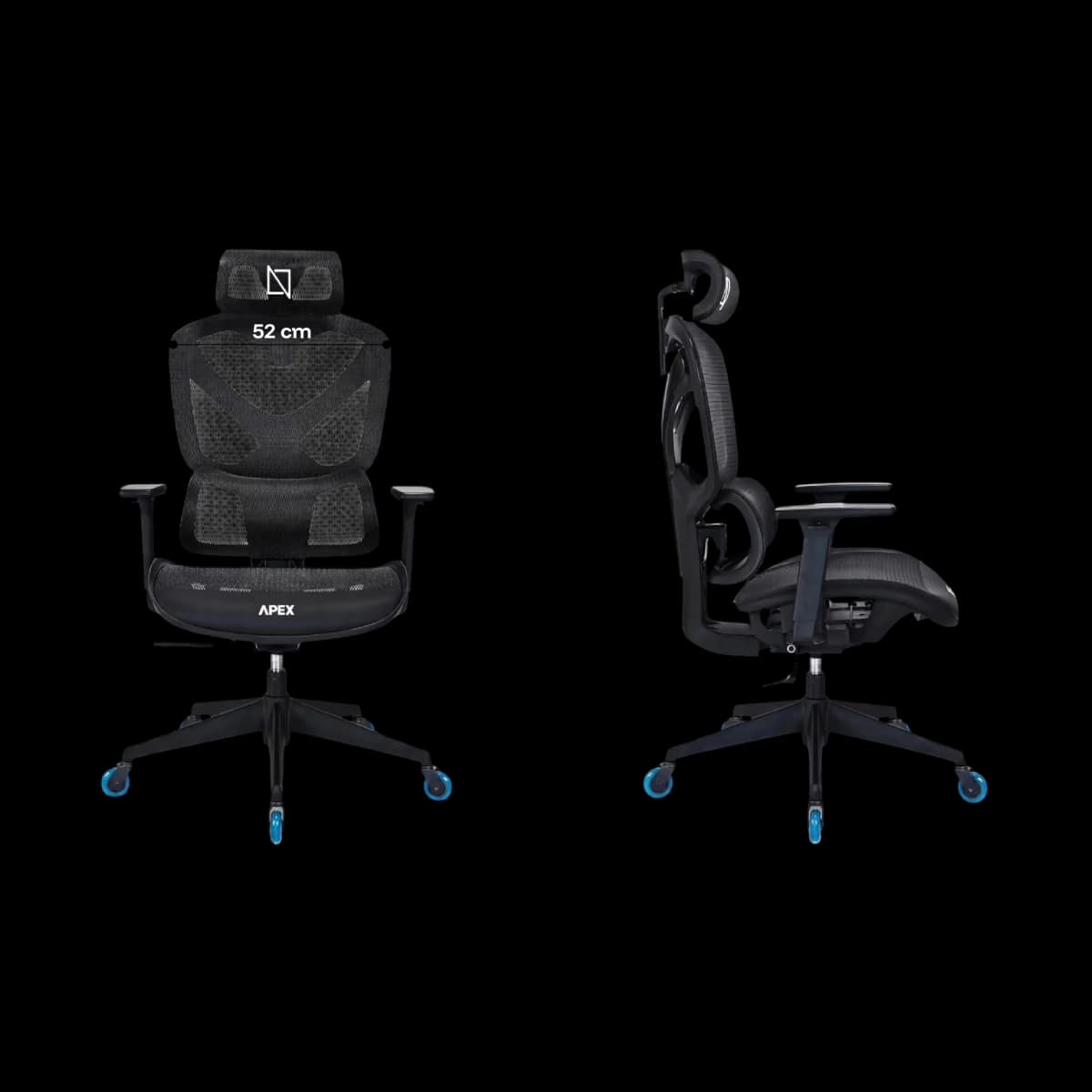 Navo® Apex Y Gaming Chair Blue Caster Dimension