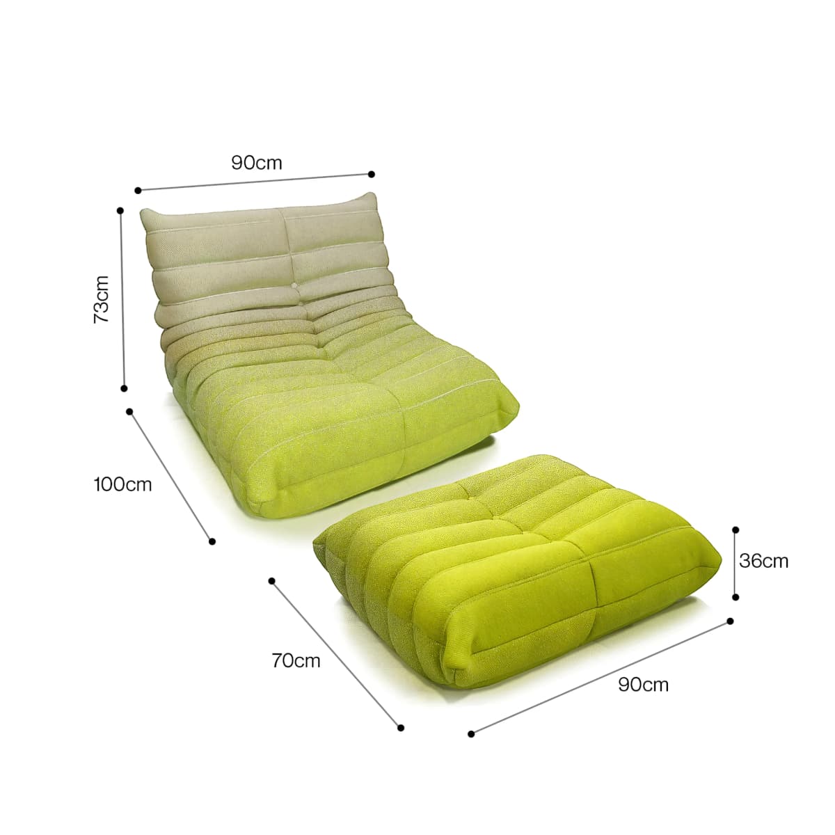 Navo® CloudCouch CoralYellow dimension