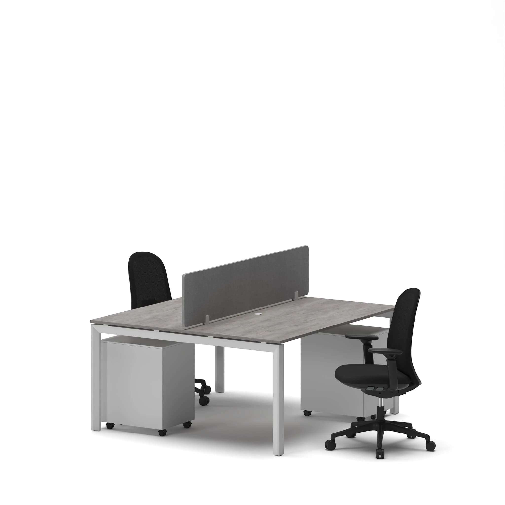 Navo® Workhub U Series 2 Cluster Workstation Concrete Top White Leg 1