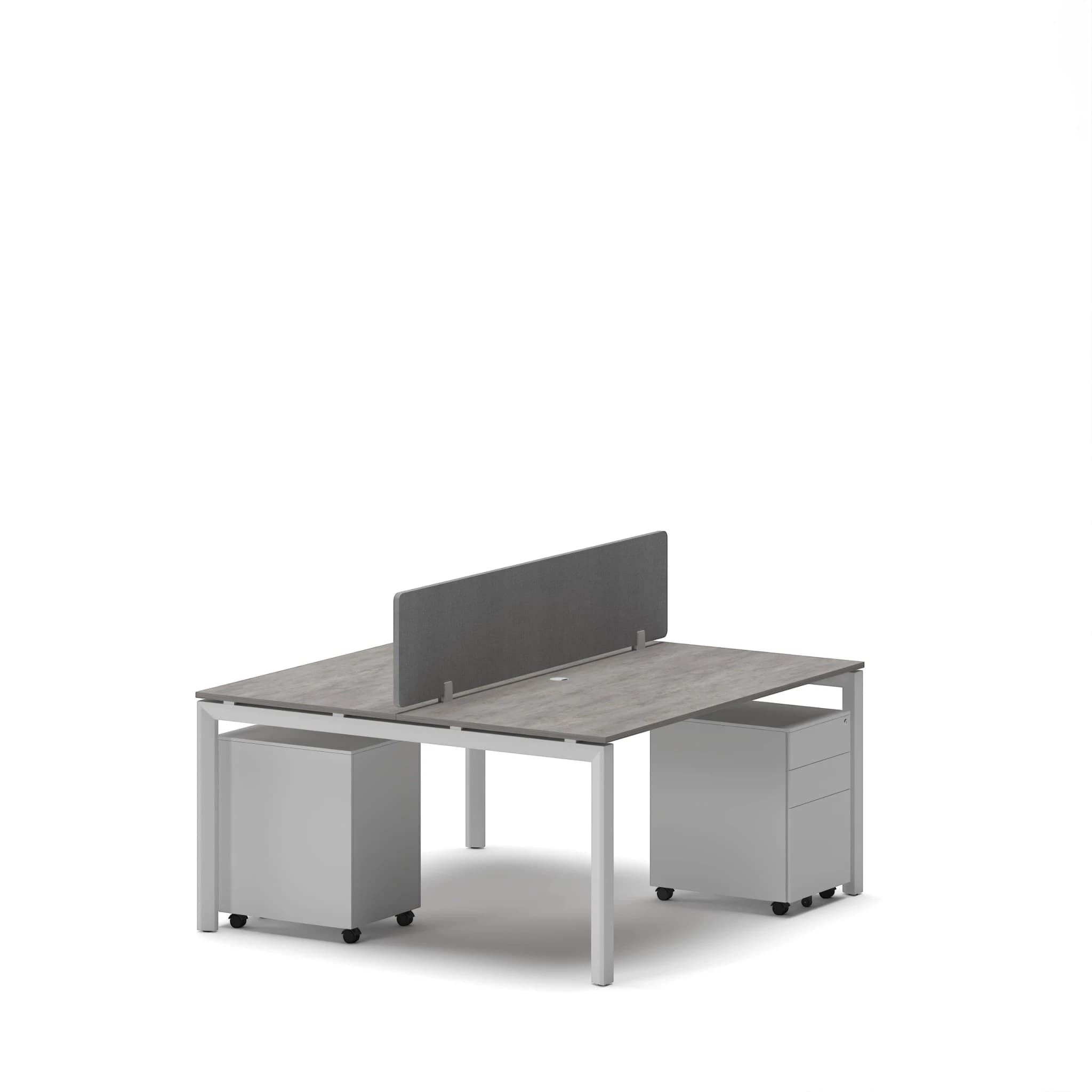 Navo® Workhub U Series 2 Cluster Workstation Concrete Top White Leg 2