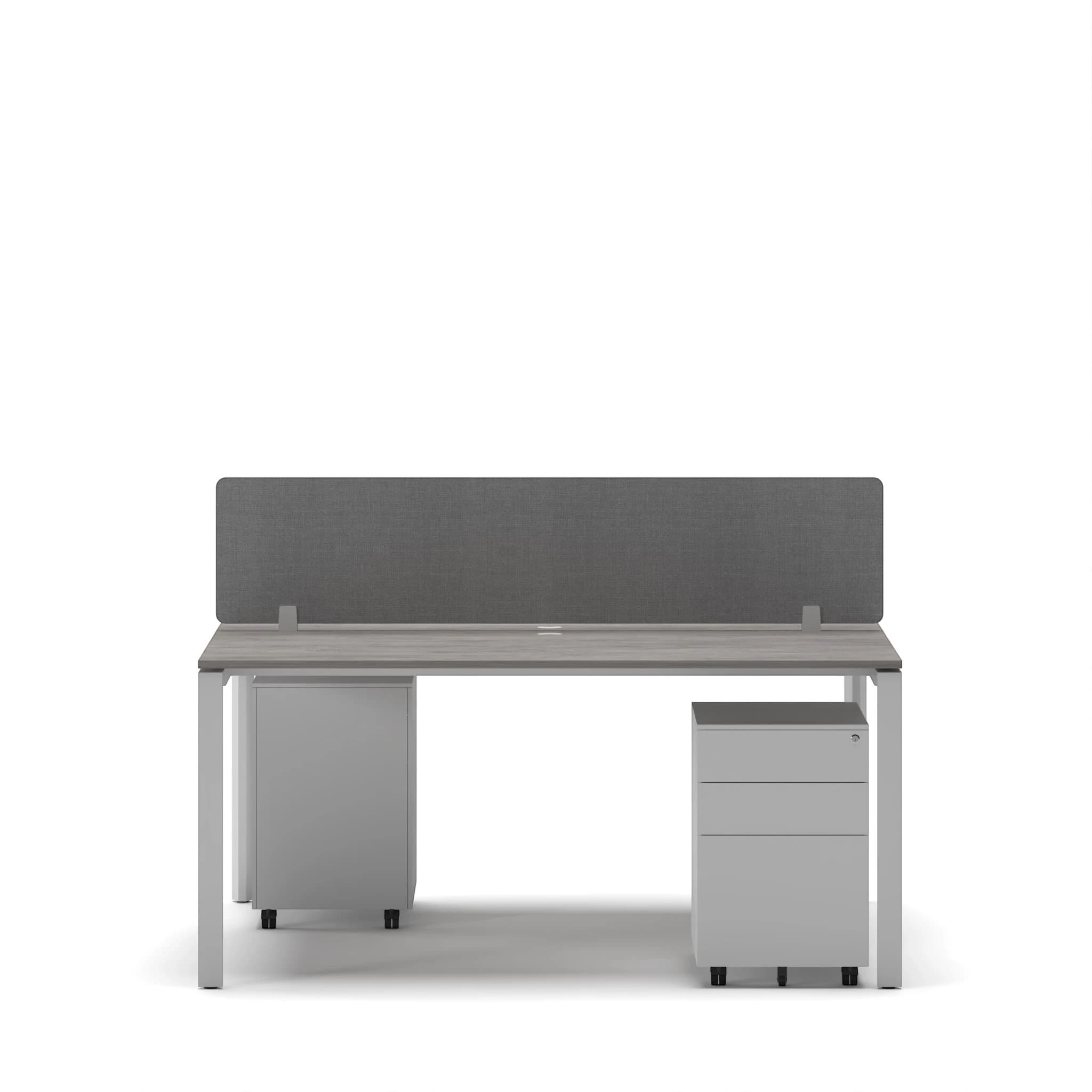 Navo® Workhub U Series 2 Cluster Workstation Concrete Top White Leg 3