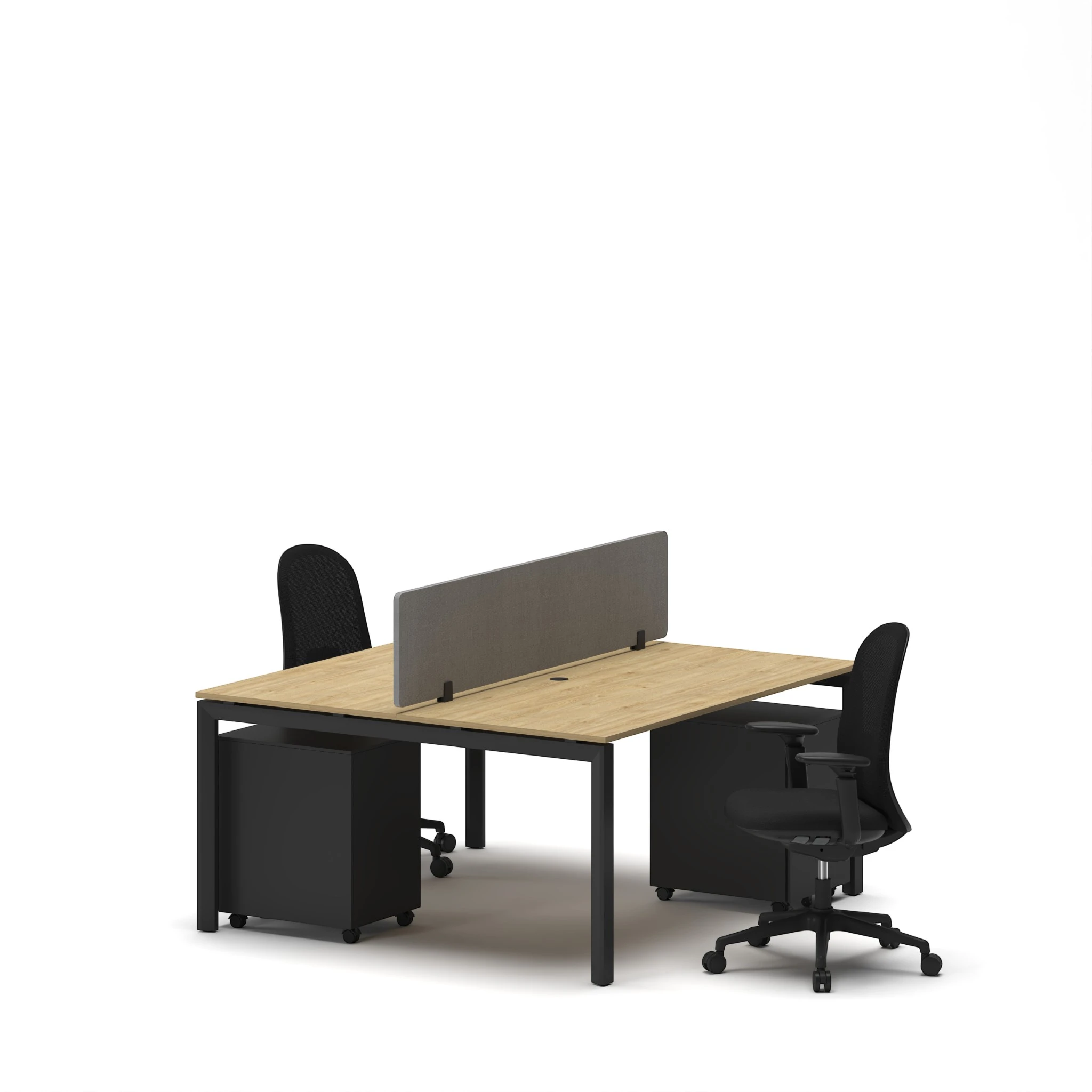 Navo® Workhub U Series 2 Cluster Workstation Oak Top Black Leg 2