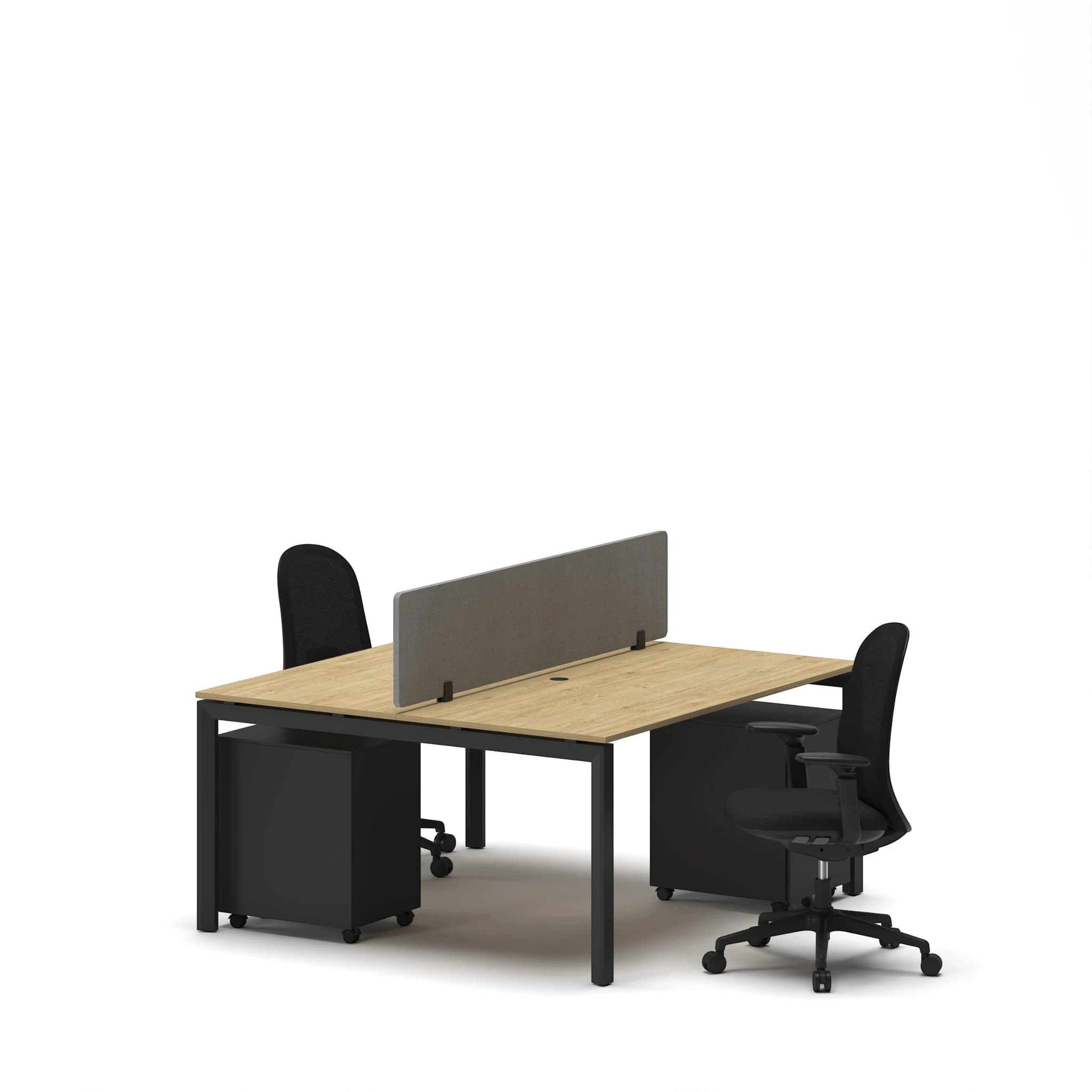 Navo® Workhub U Series 2 Cluster Workstation Oak Top Black Leg 2