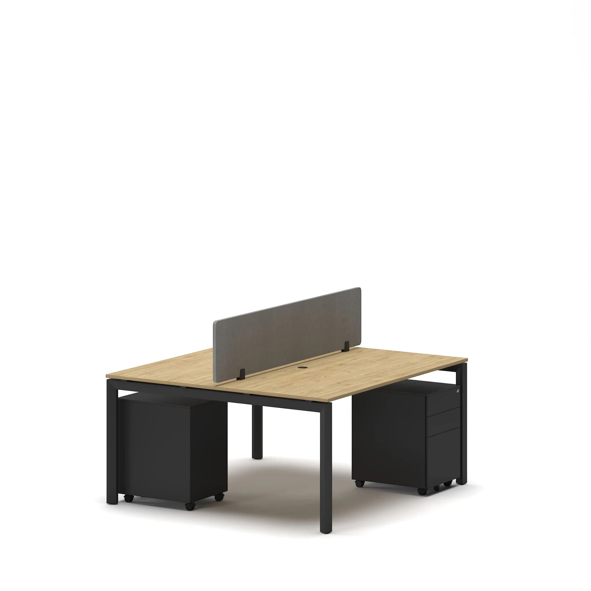 Navo® Workhub U Series 2 Cluster Workstation Oak Top Black Leg 2