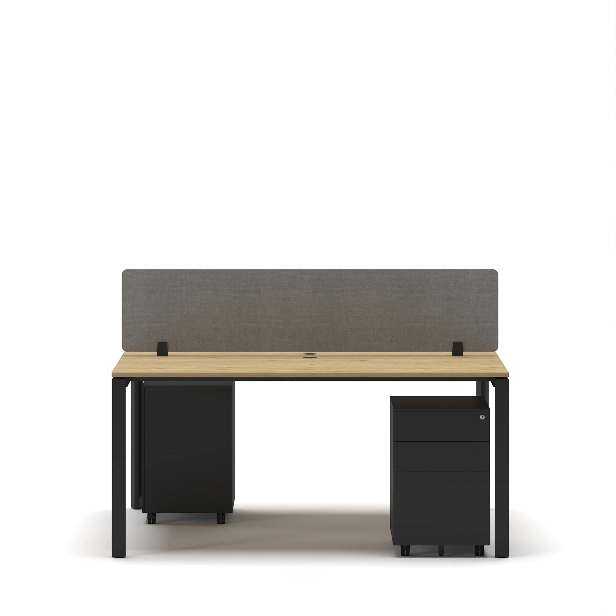 Navo® Workhub U Series 2 Cluster Workstation Oak Top Black Leg 3
