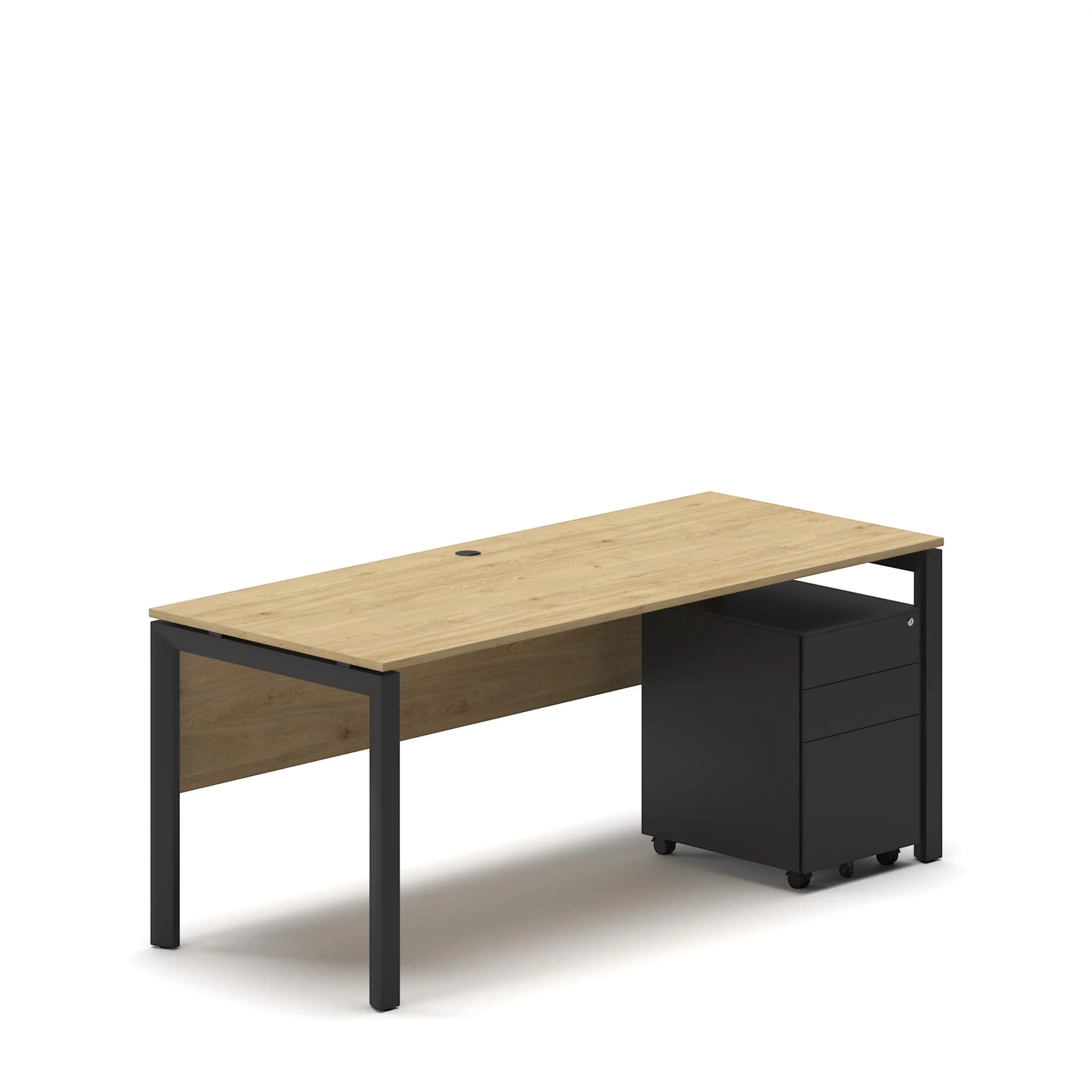 Workhub Single Workstation Oak Top Black Leg 2