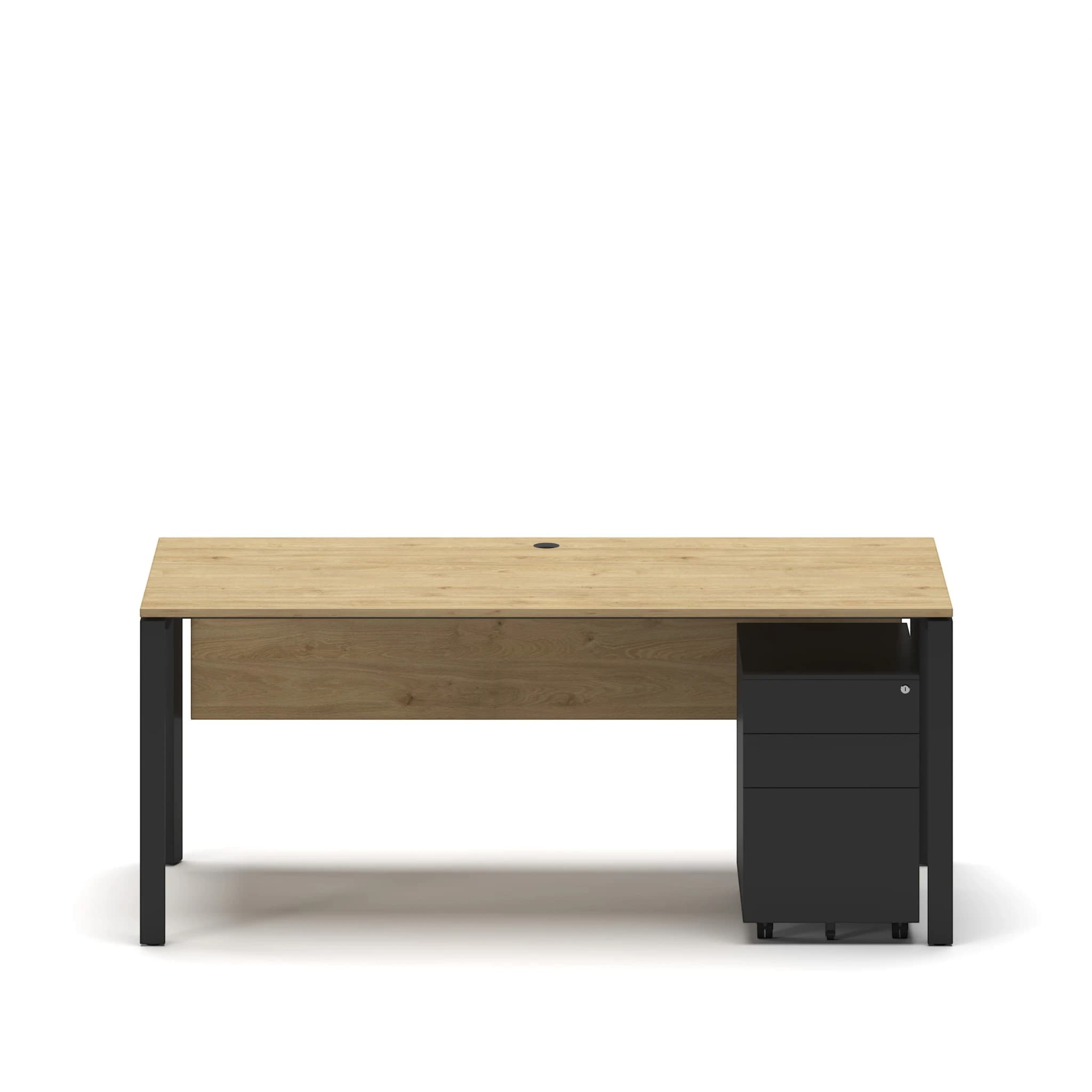 Navo® Workhub U Series Single Workstation Oak Top Black Leg 3