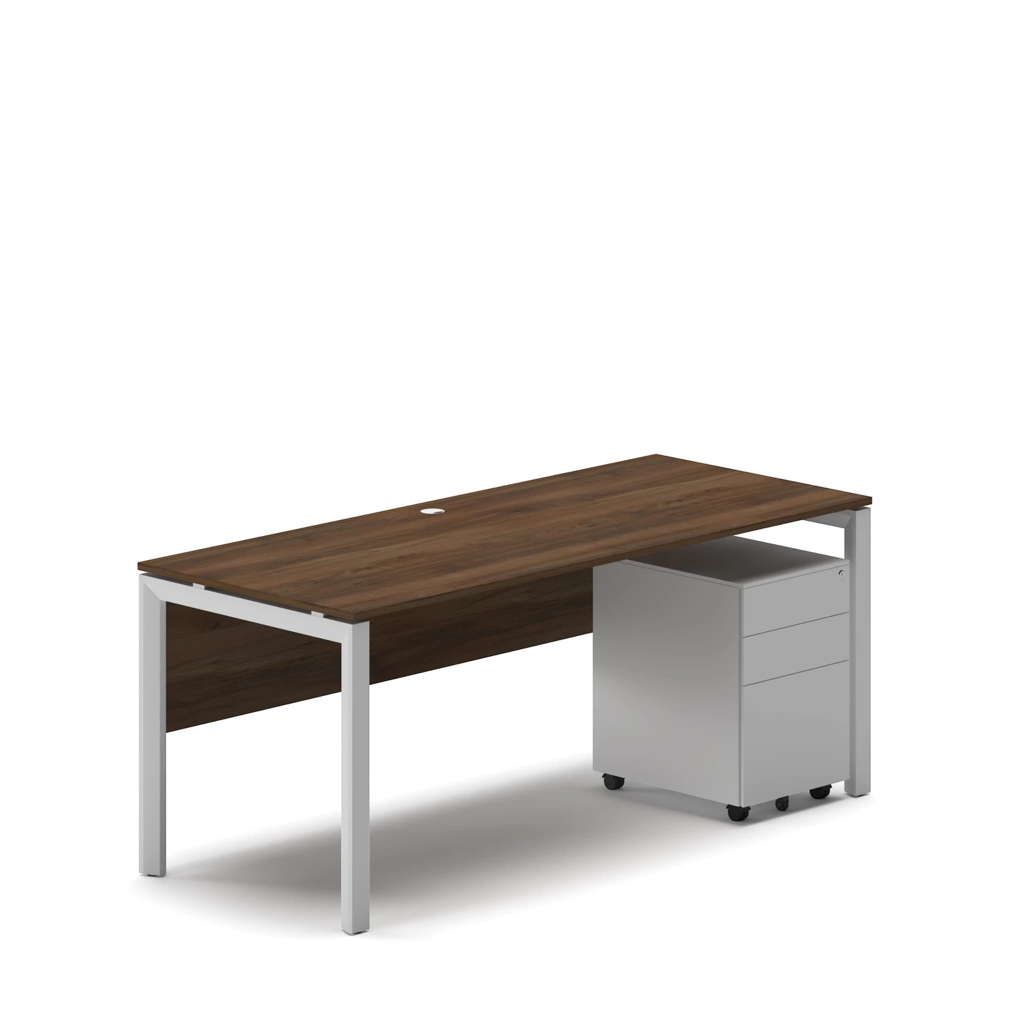 Navo® Workhub U Series Single Workstation Walnut Top White Leg 2