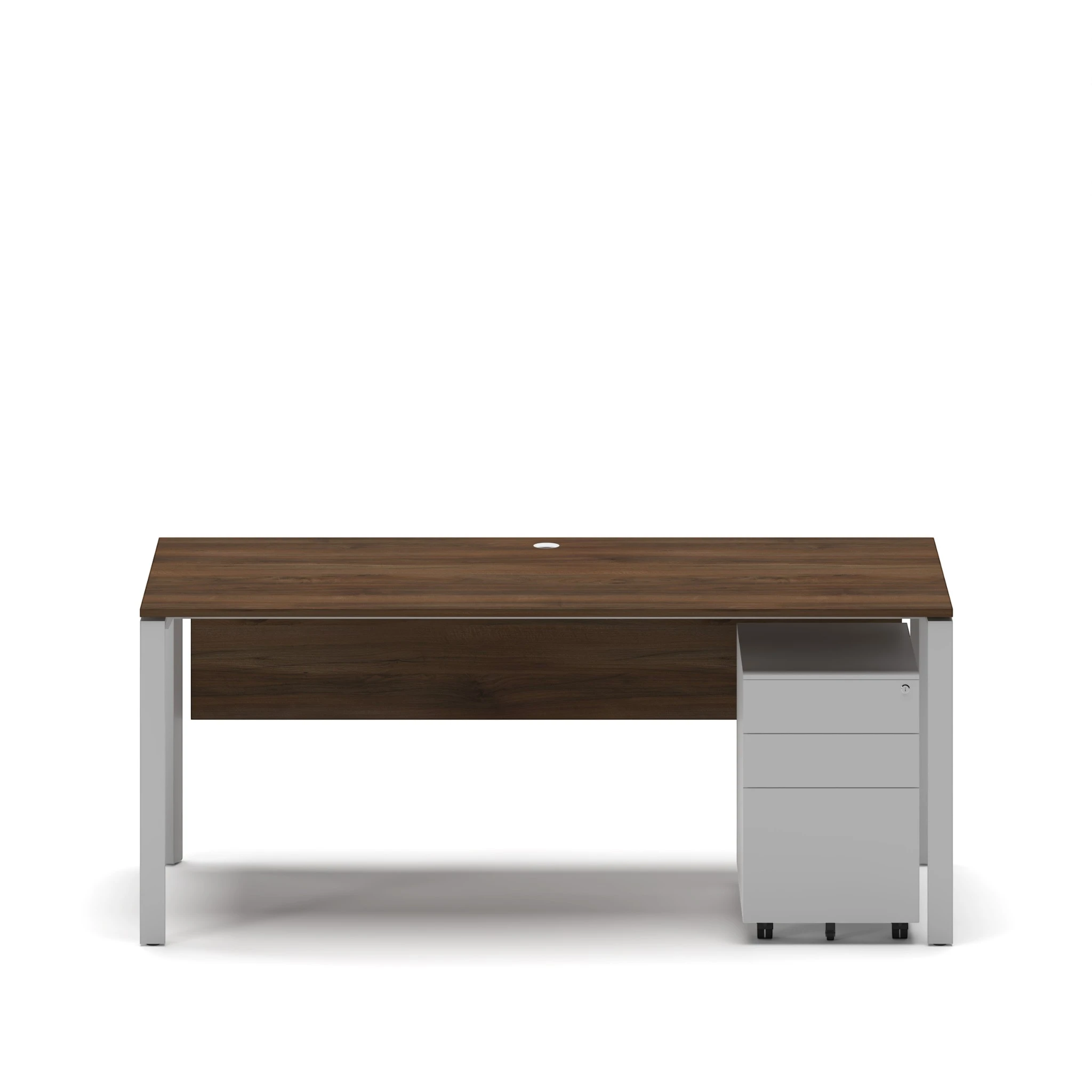 Navo® Workhub U Series Single Workstation Walnut Top White Leg 3