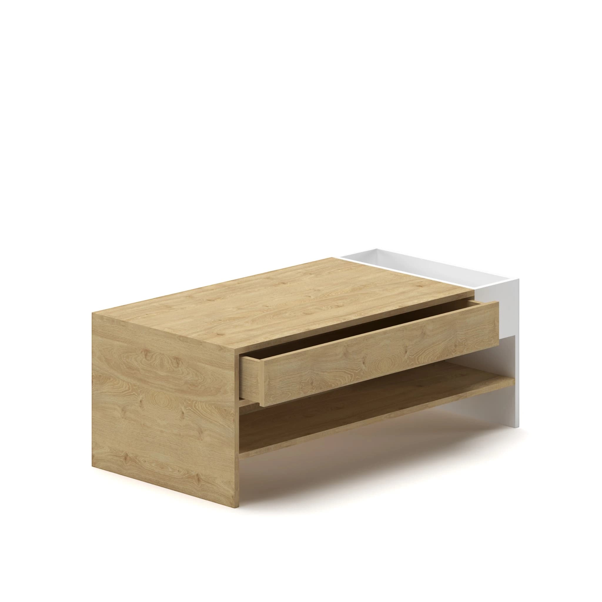 Navo® Slate CoffeeTable With Storage White Oak 2
