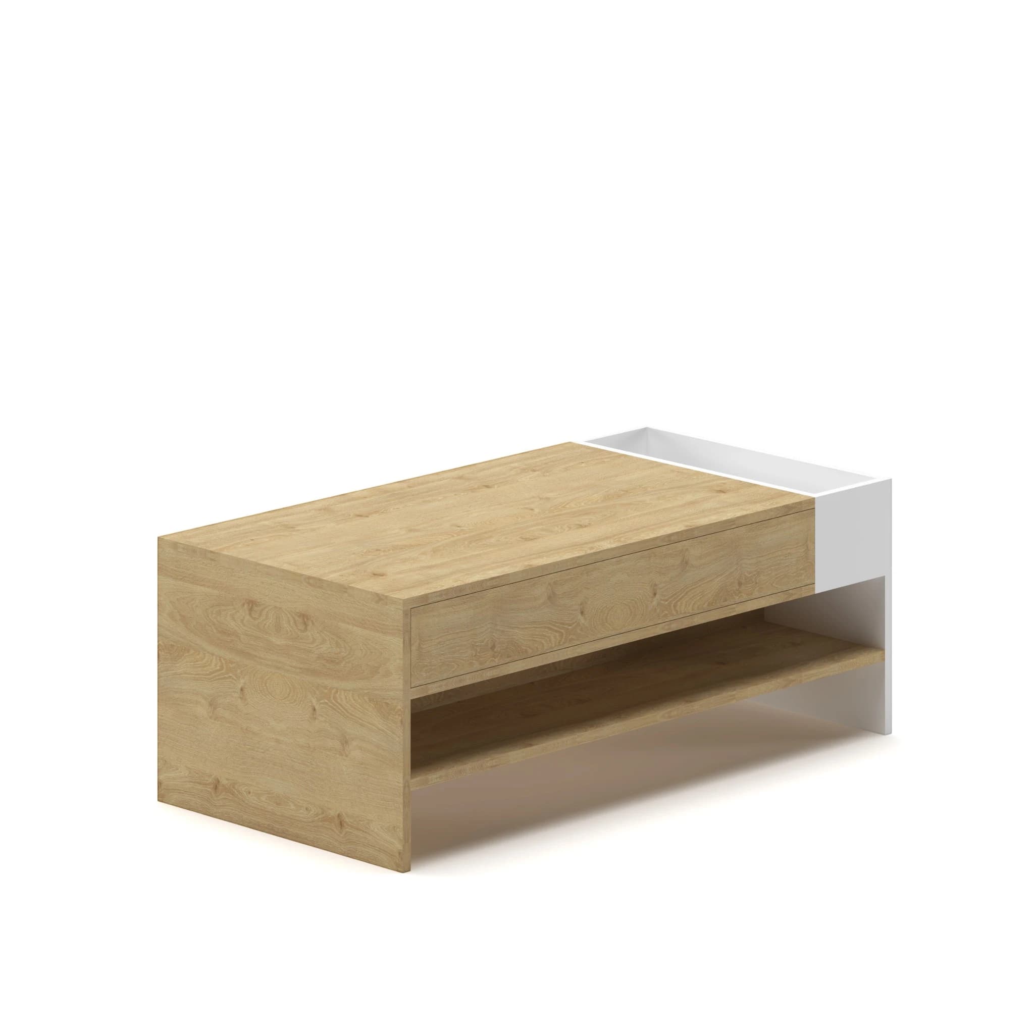 Navo® Slate CoffeeTable With Storage White Oak 3