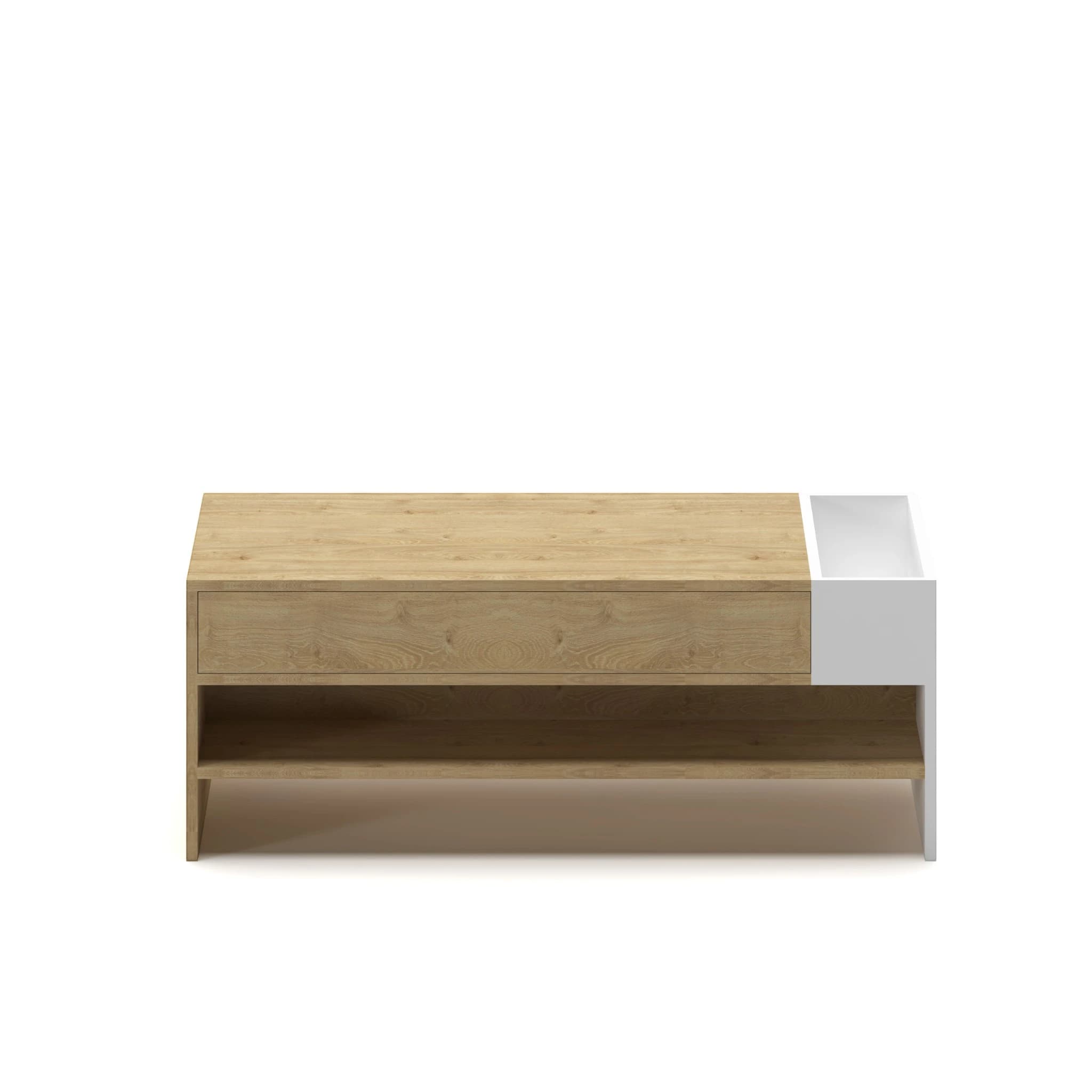 Navo® Slate CoffeeTable With Storage White Oak 4