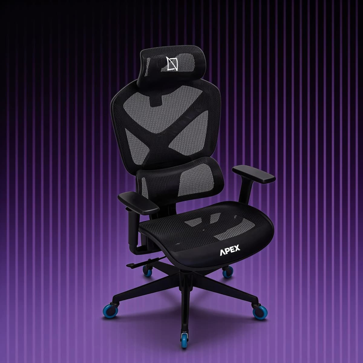 Navo® Apex Y Gaming Chair Blue Caster Highlights