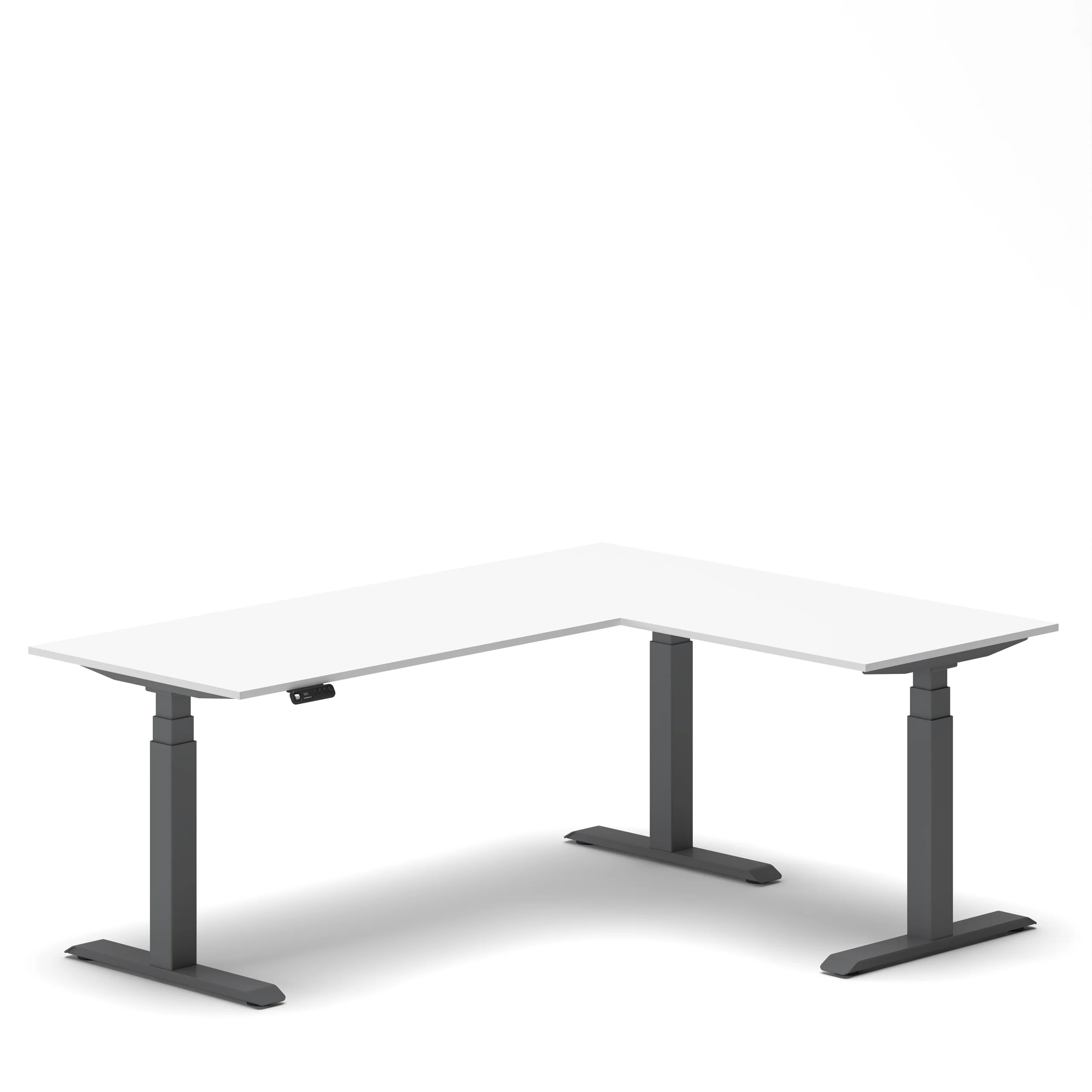 Navodesk® L Shaped Desk Black Top White Frame Grey Right1