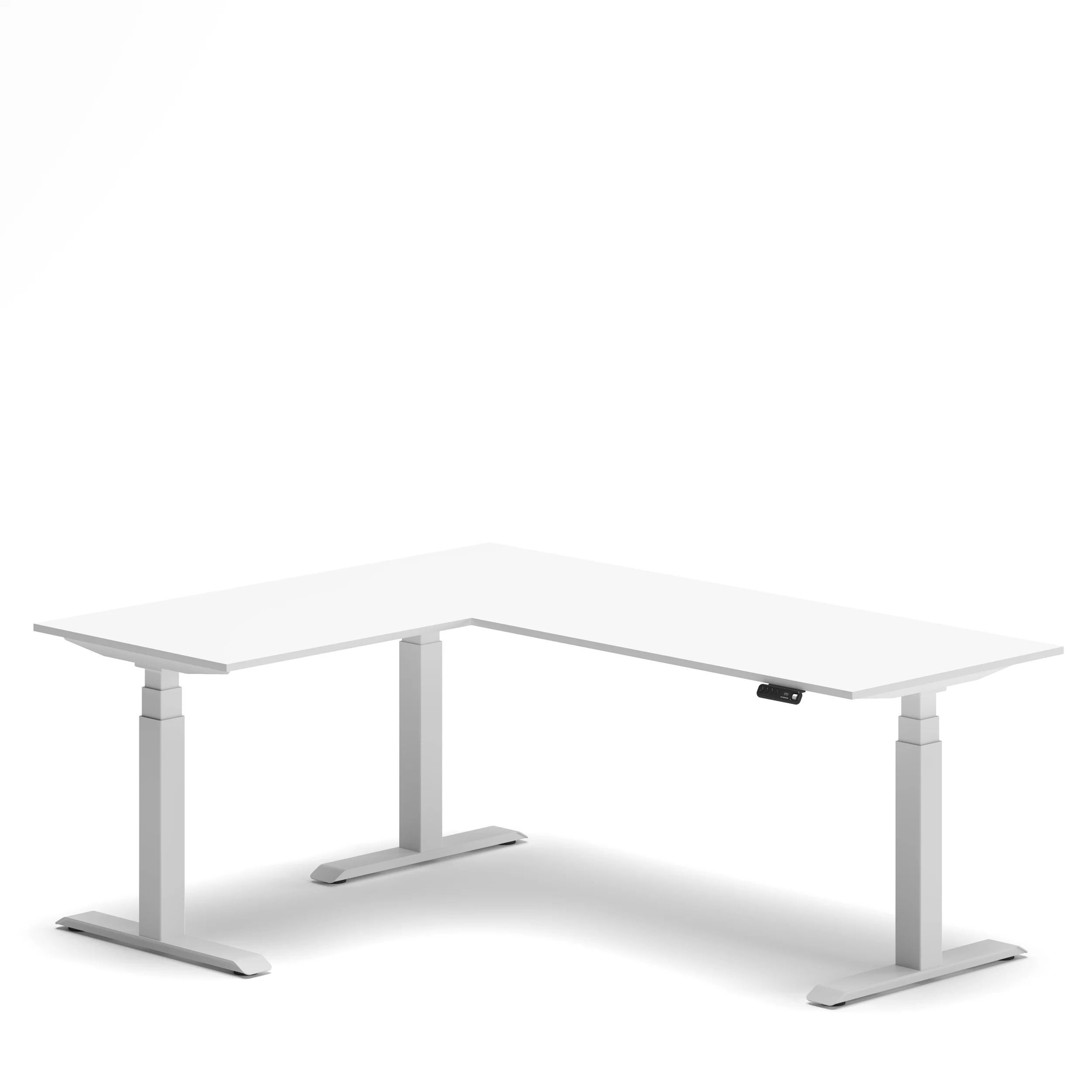 Navodesk® L Shaped Desk Black Top White Frame Grey Right1