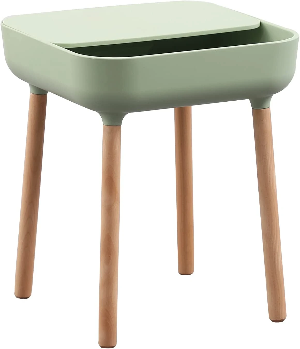 KAI Side Table Minimalistic Nordic Style bedside table sofa side table nightstand end table with storage unit beechwood legs for Bedroom Living Room office Sage Green