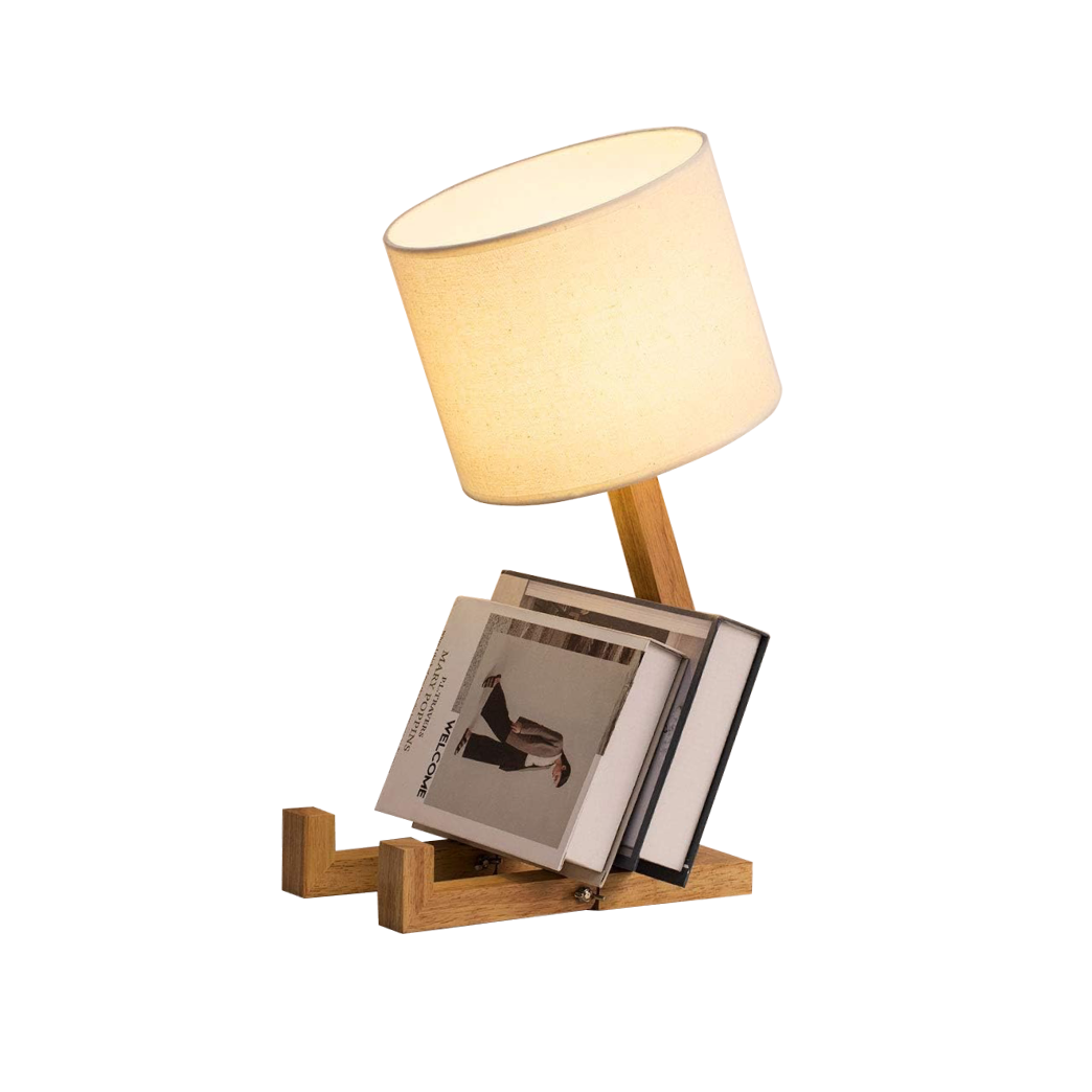 Wooden Stickman Table Lamp With Adjustable Frame Wood Brown