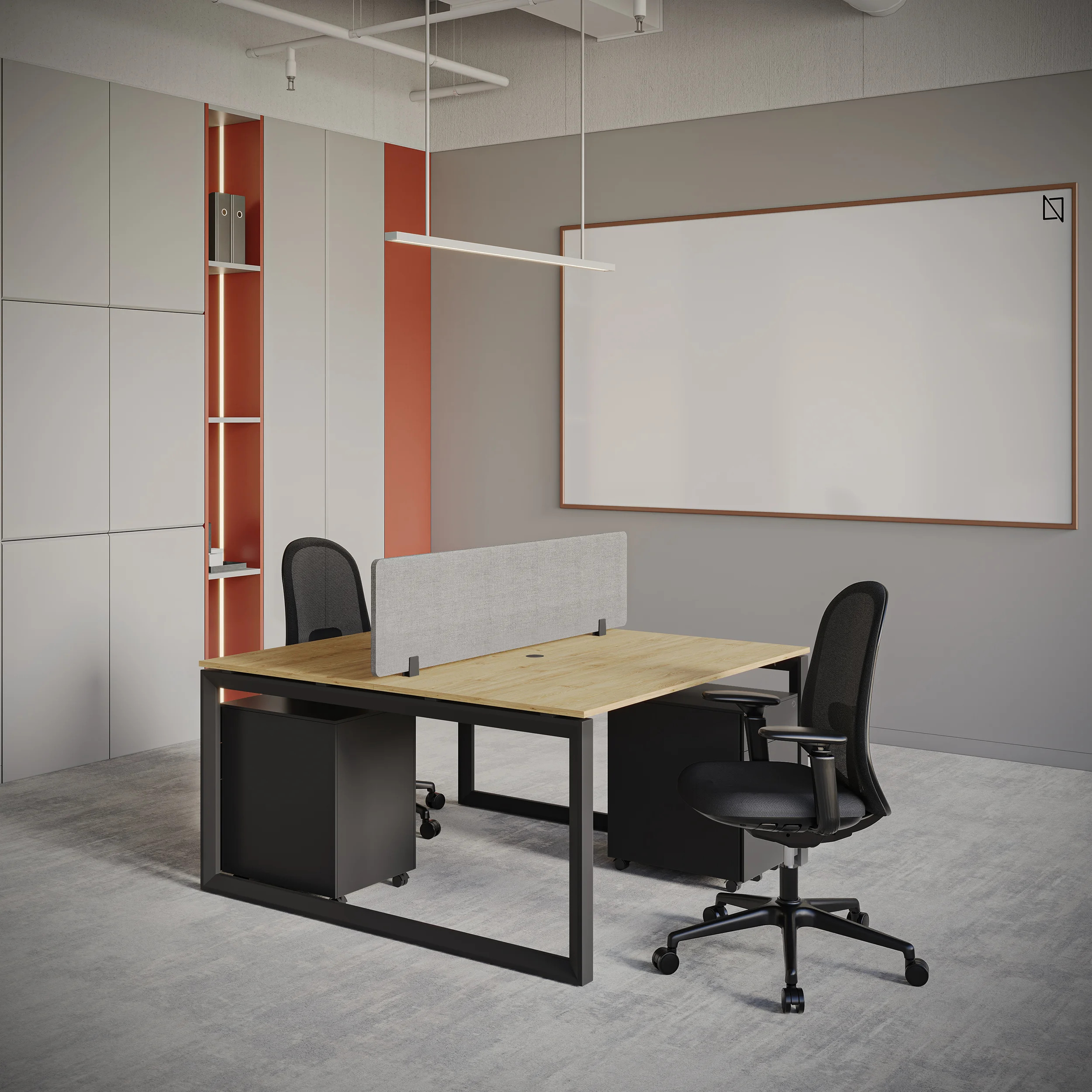 Workhub 2 Cluster Workstation Oak Top Black Leg2
