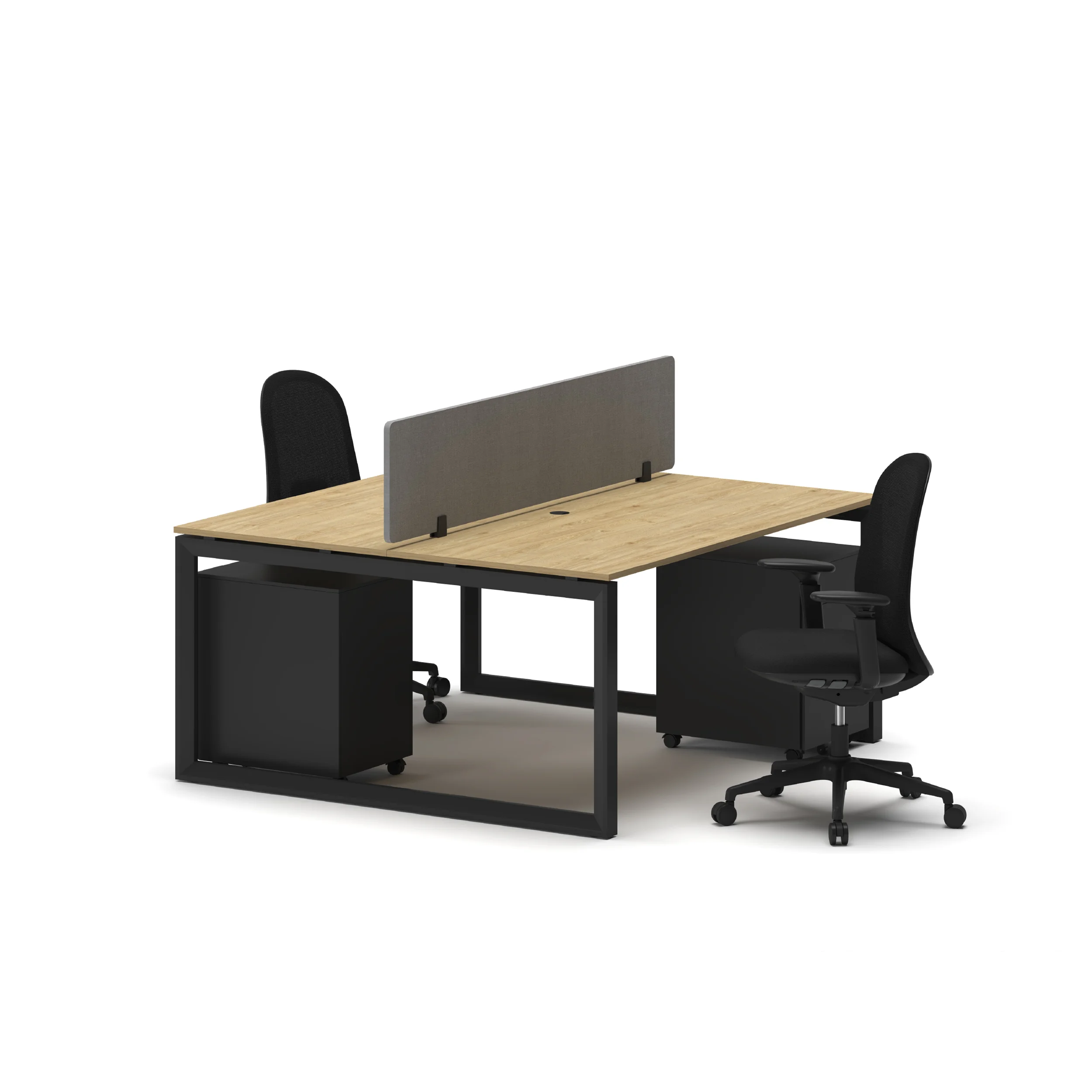 Workhub 2 Cluster Workstation Oak Top Black Leg2