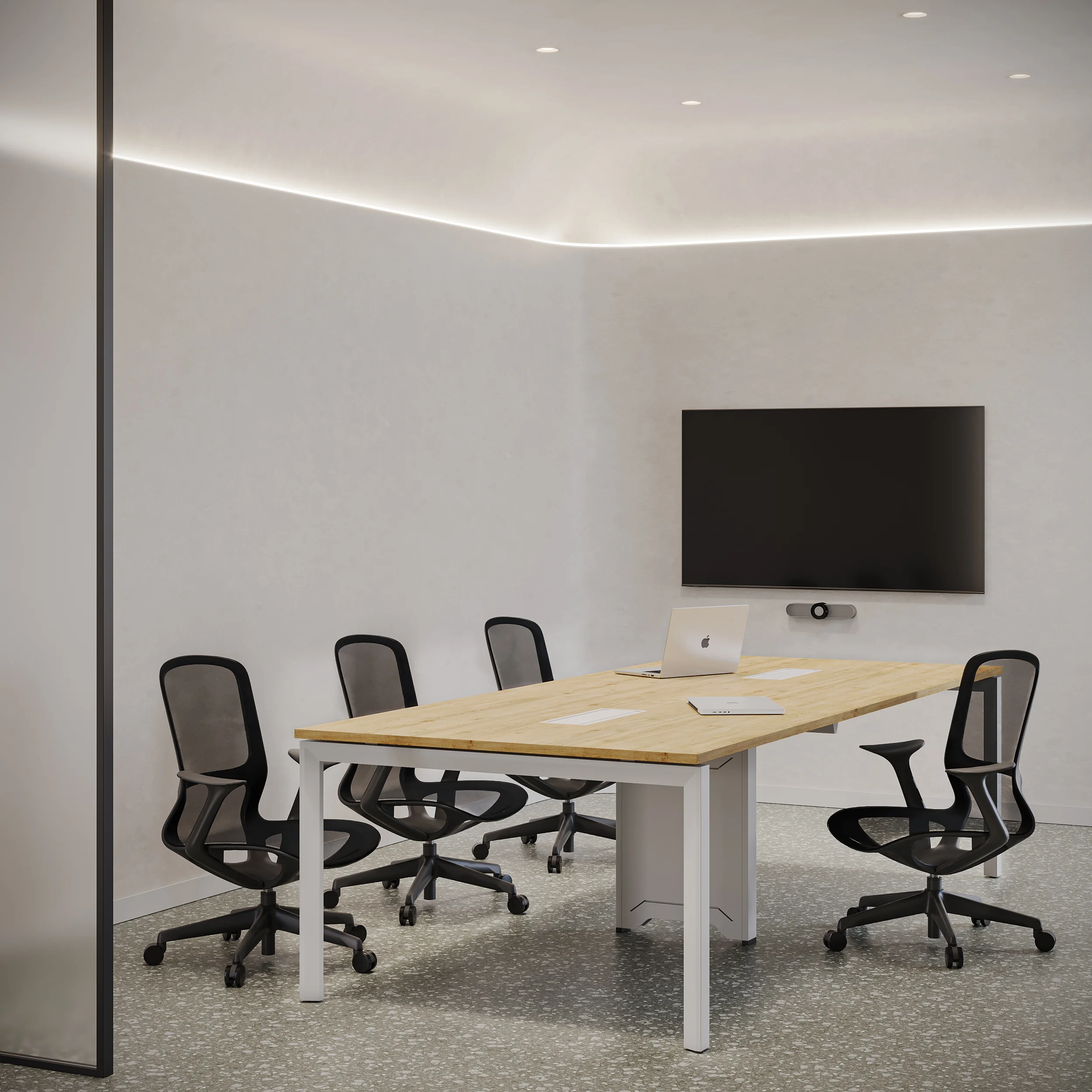 Workhub Meeting table Oak Top White Frame 1