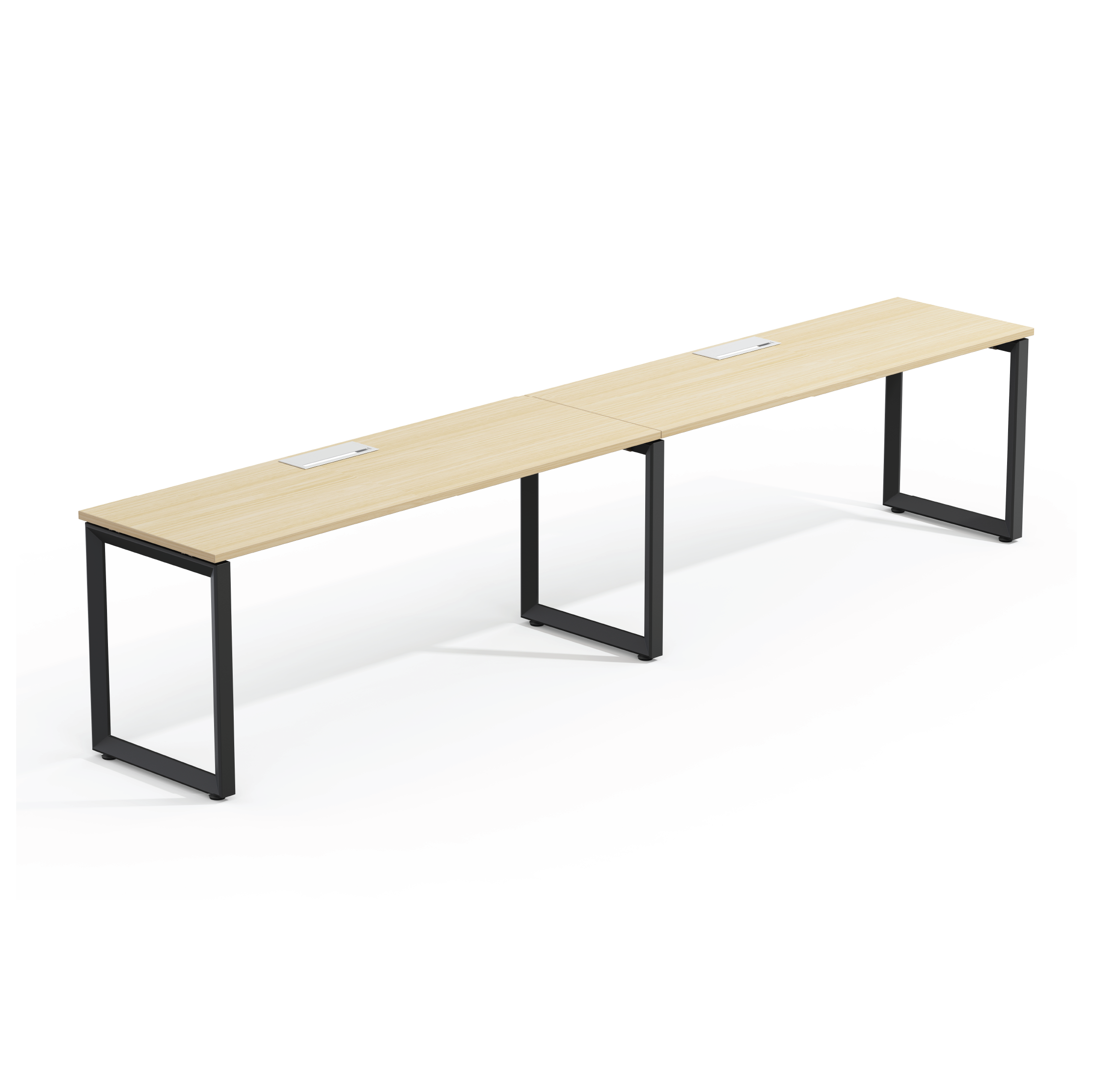 Series O Single Workstation Desk 2 Person Black Oak 160 X 60 Cm