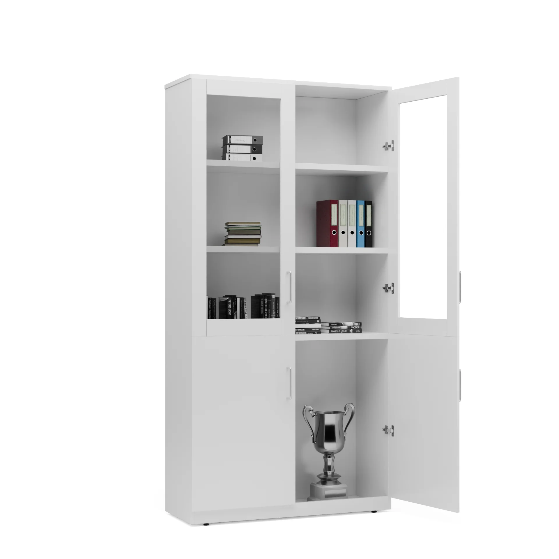 Series A Full Height Glass Display Cabinet White