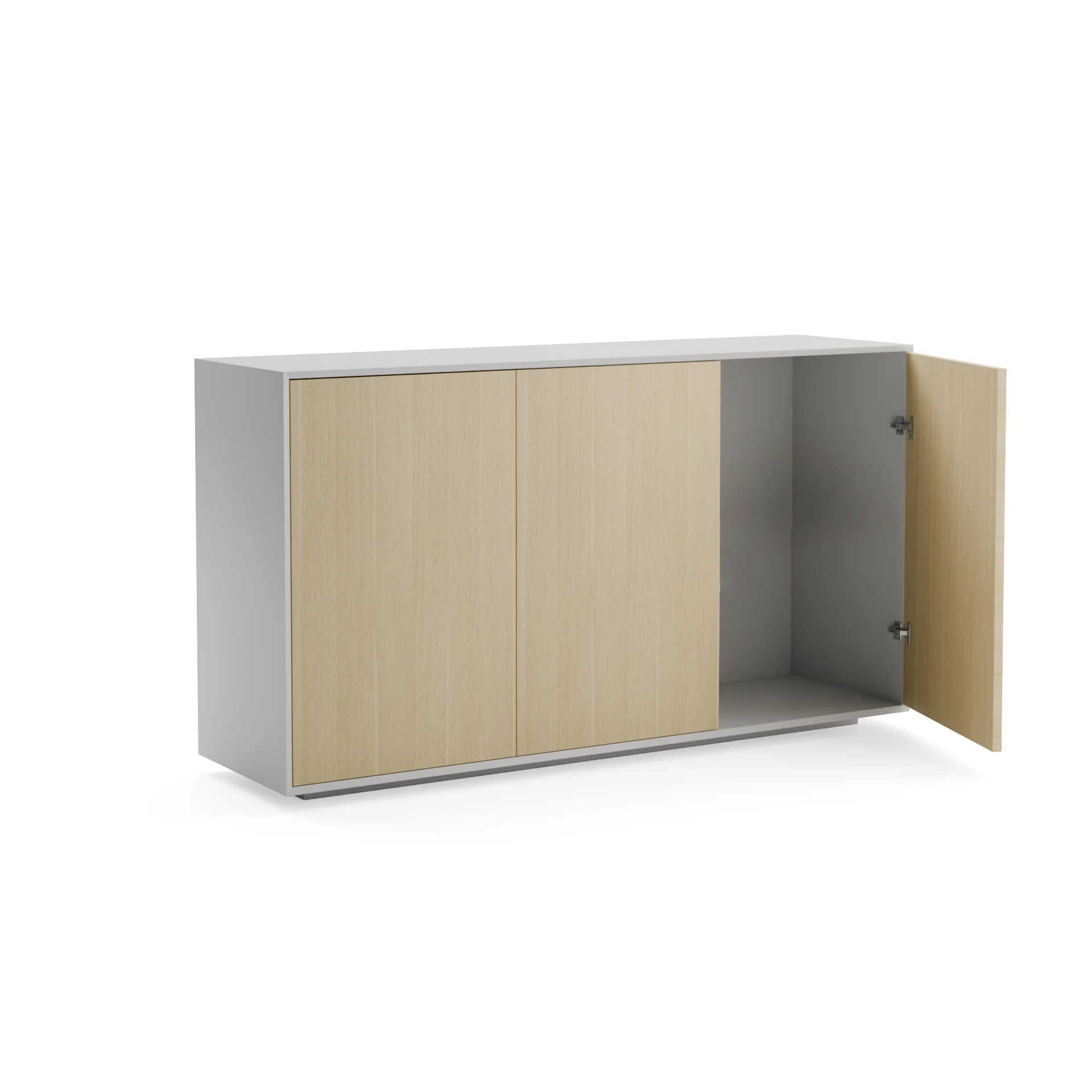 Series A Low Height 3 Door Cabinet White Oak