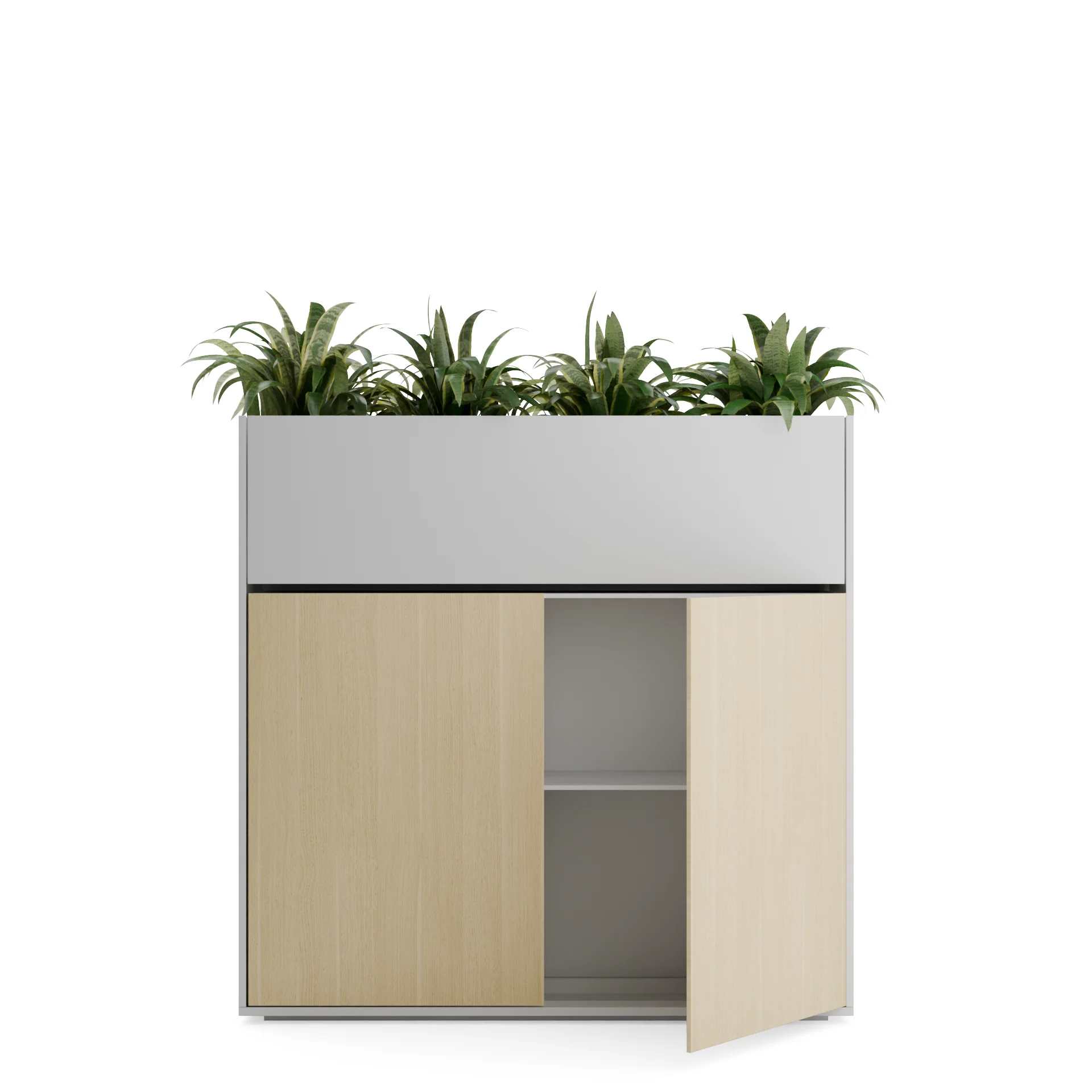 Series A Planter Storage Cabinet 2 Door White Oak