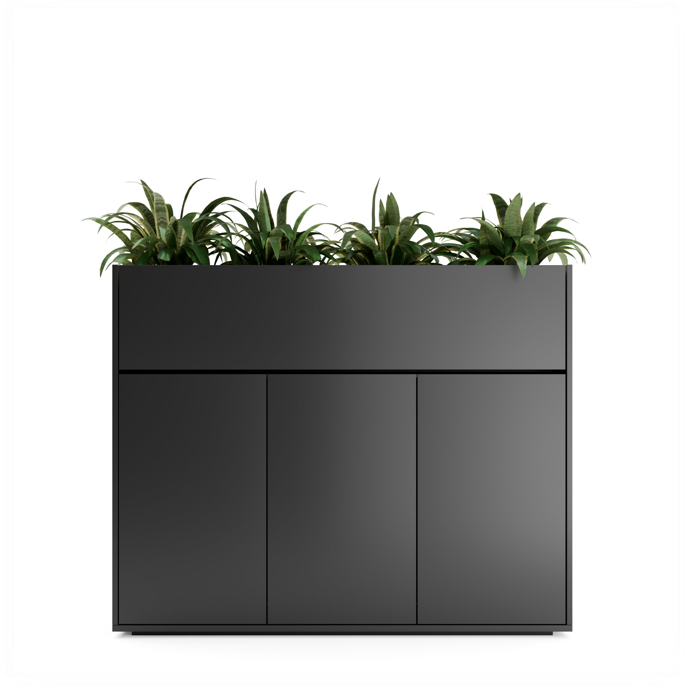 Series A Planter Storage Cabinet 3 Door White Oak