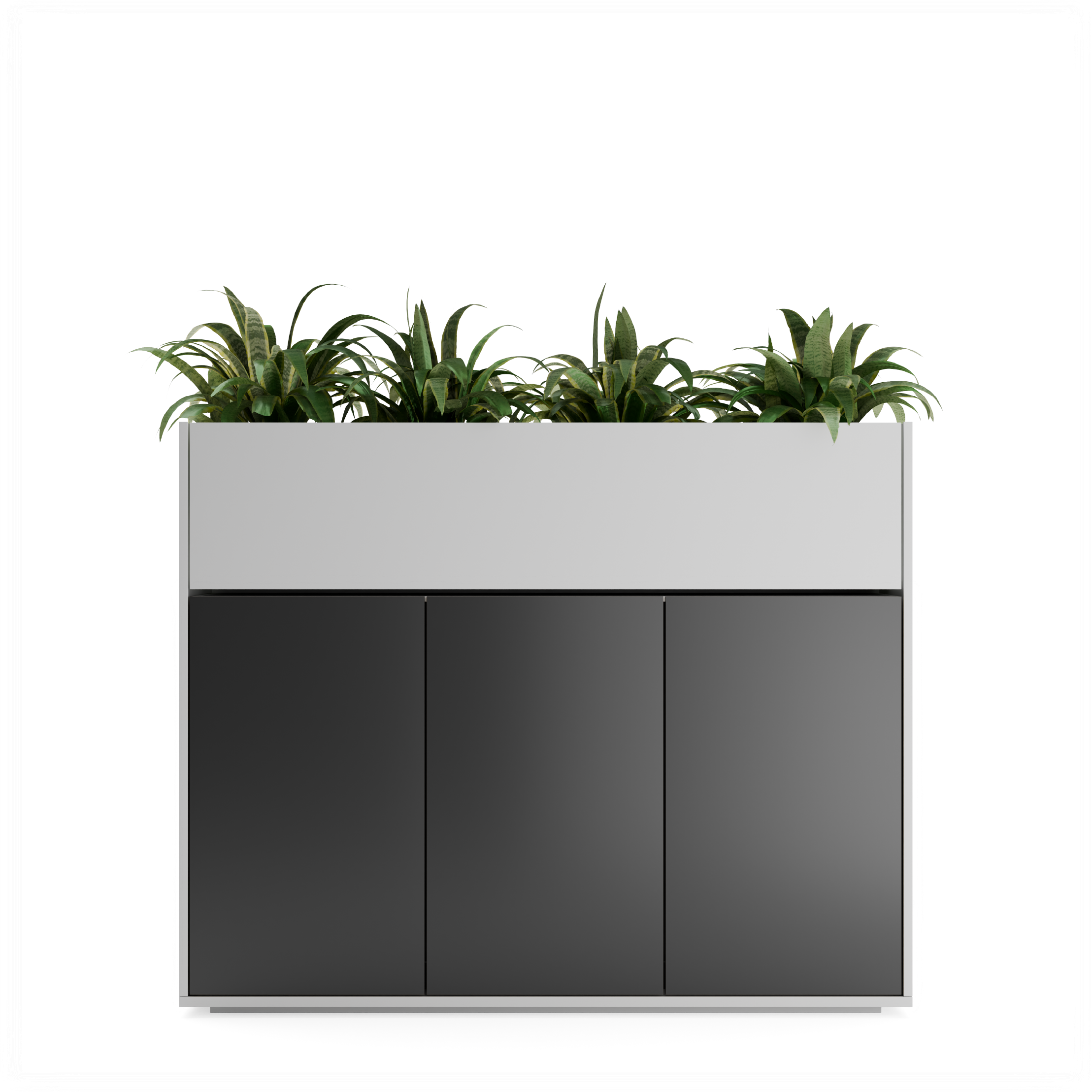 Series A Planter Storage Cabinet 3 Door White Oak