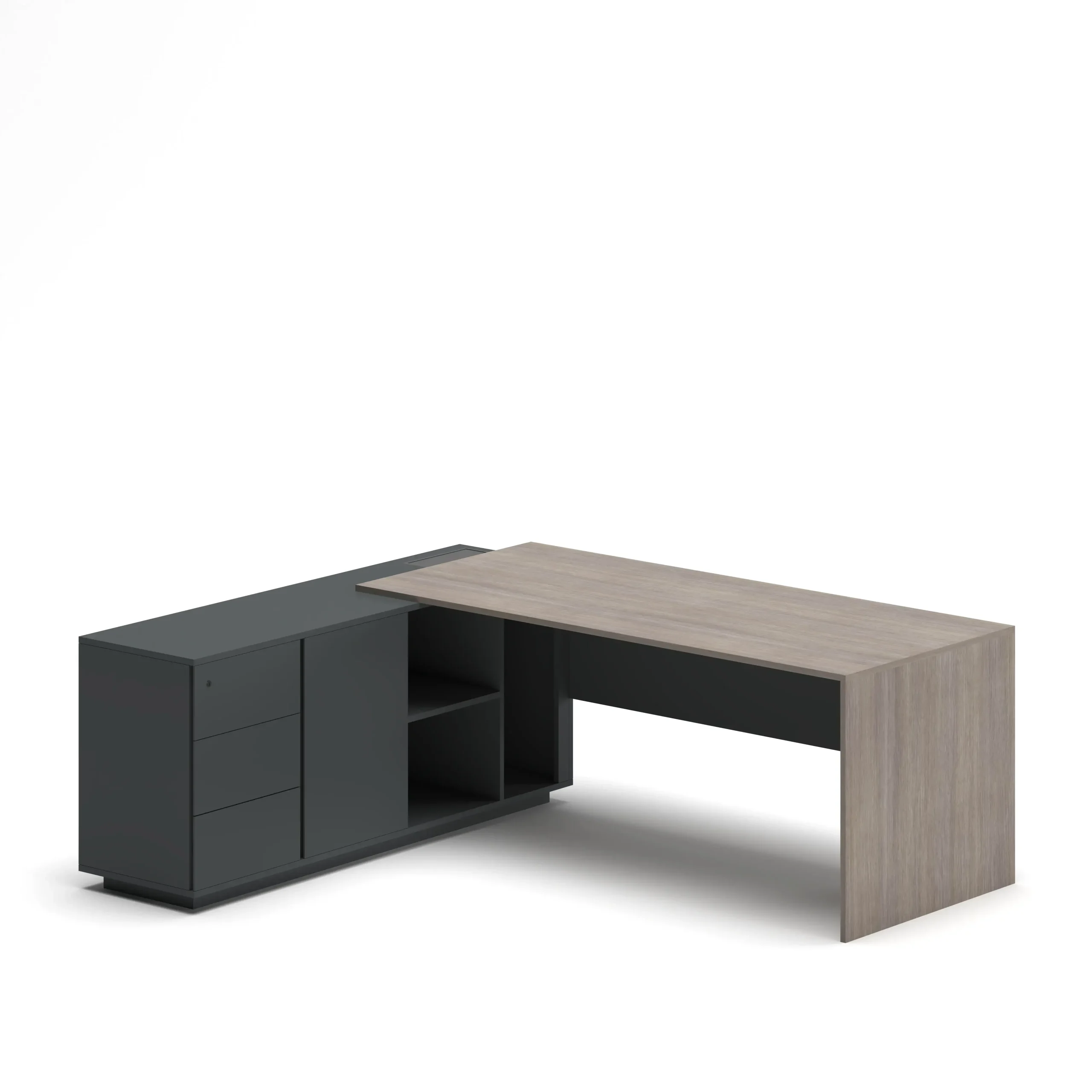 Slate Executive Desk Prestige Oak Cream Left 180 Cm X 80 Cm