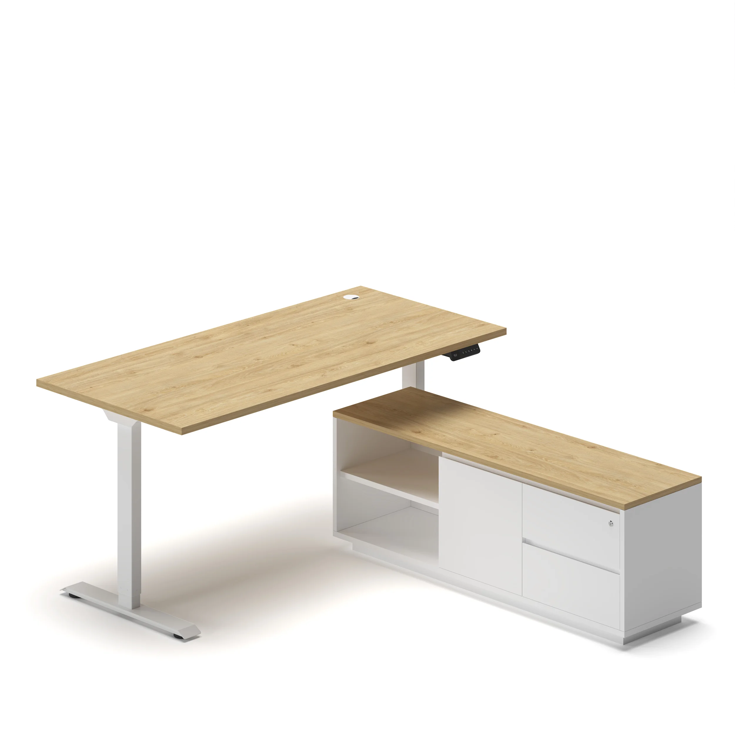 Navodesk® Eco Executive Oak Top White Frame Natural Davos 1