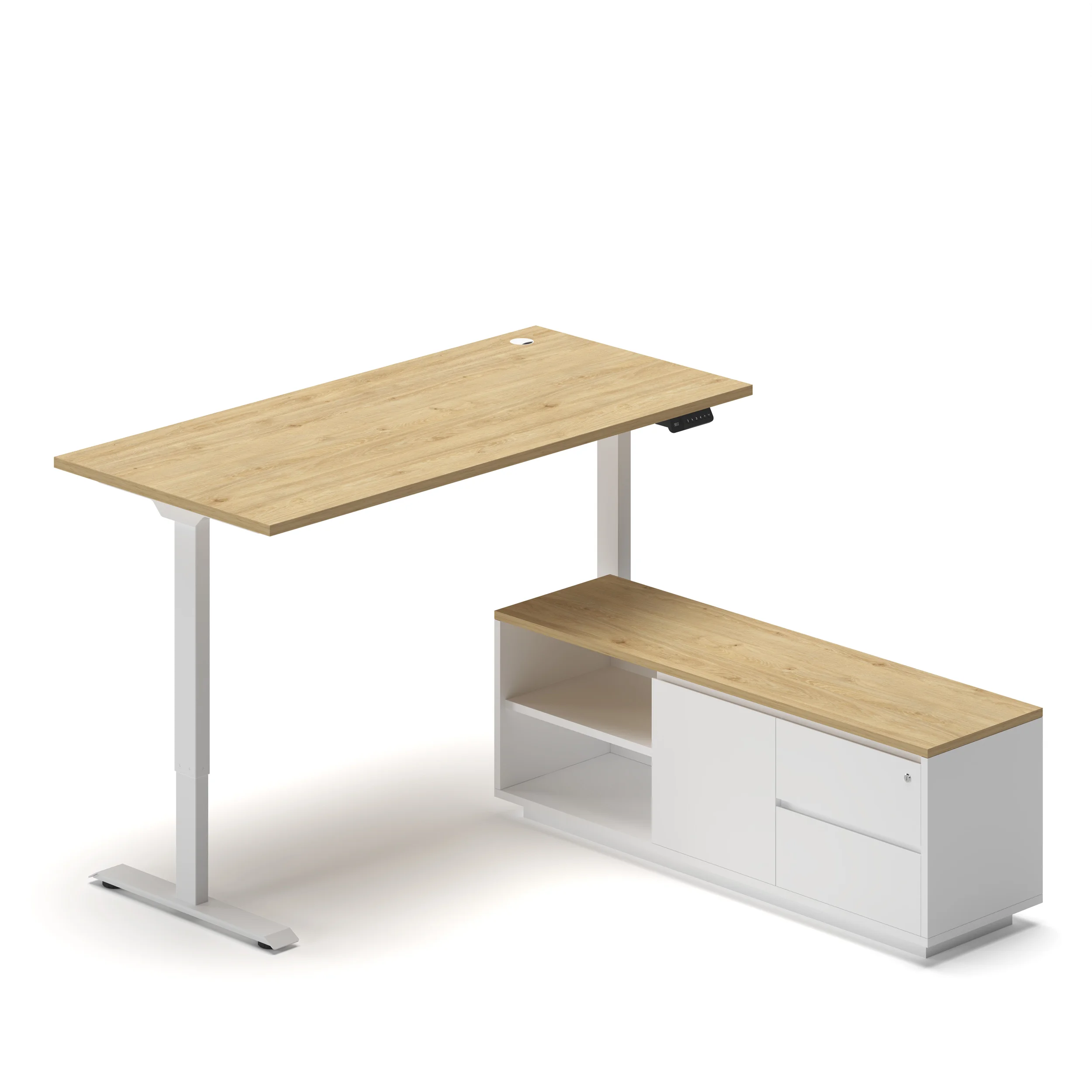 Navodesk® Eco Executive Oak Top White Frame Natural Davos 1