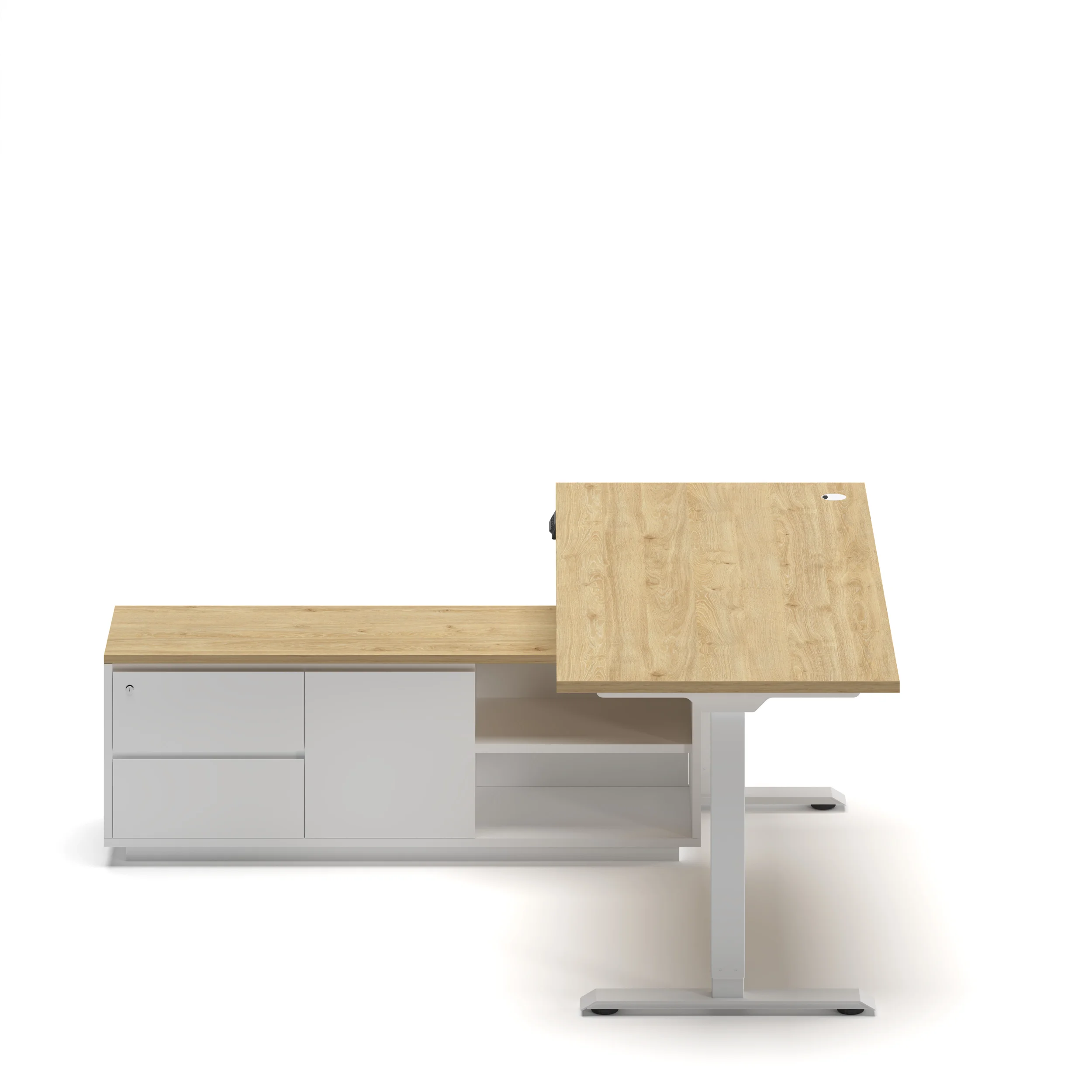 Navodesk® Eco Executive Oak Top White Frame Natural Davos 3 left