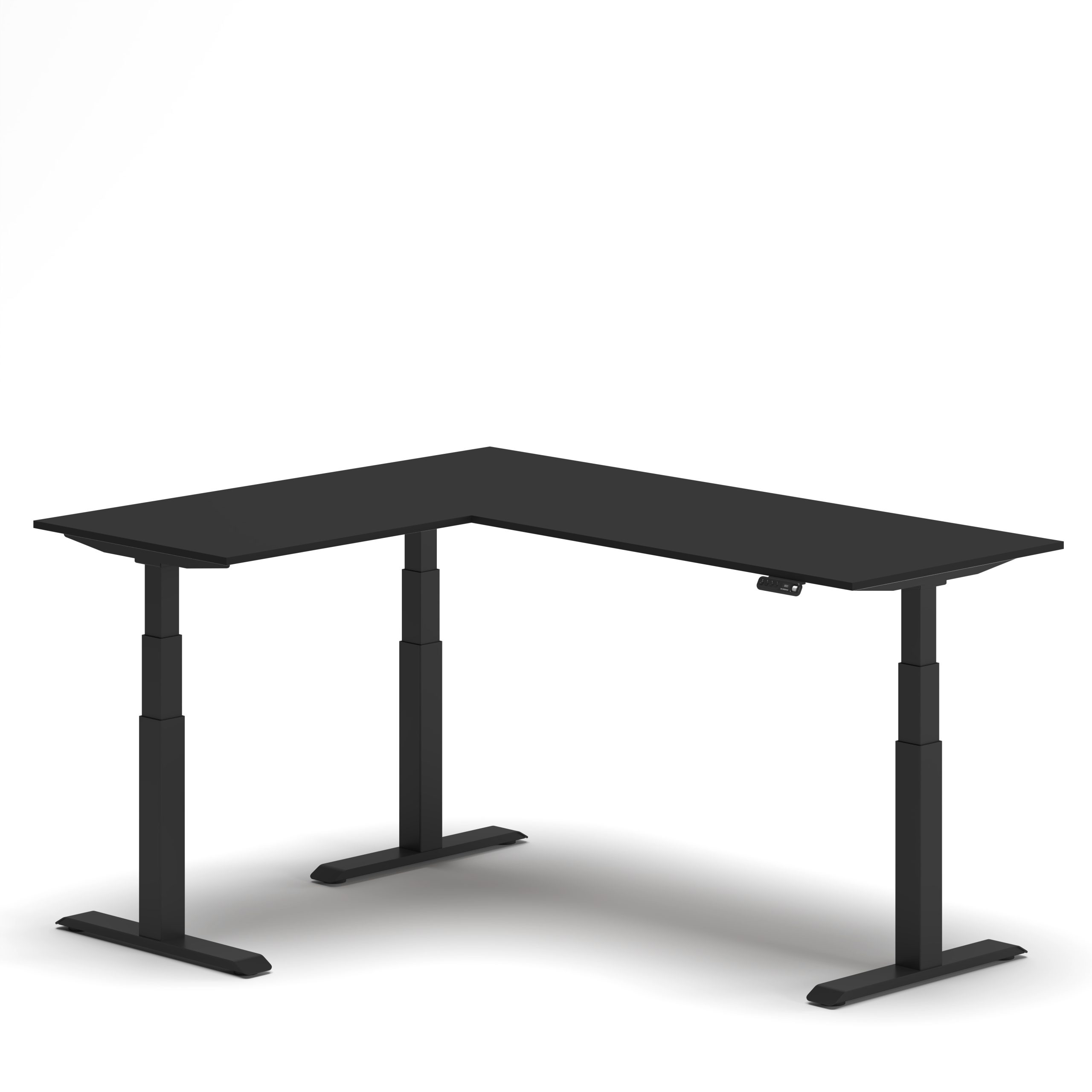 Navodesk® L Shape Standing Desk Black Top Black Frame Left 2