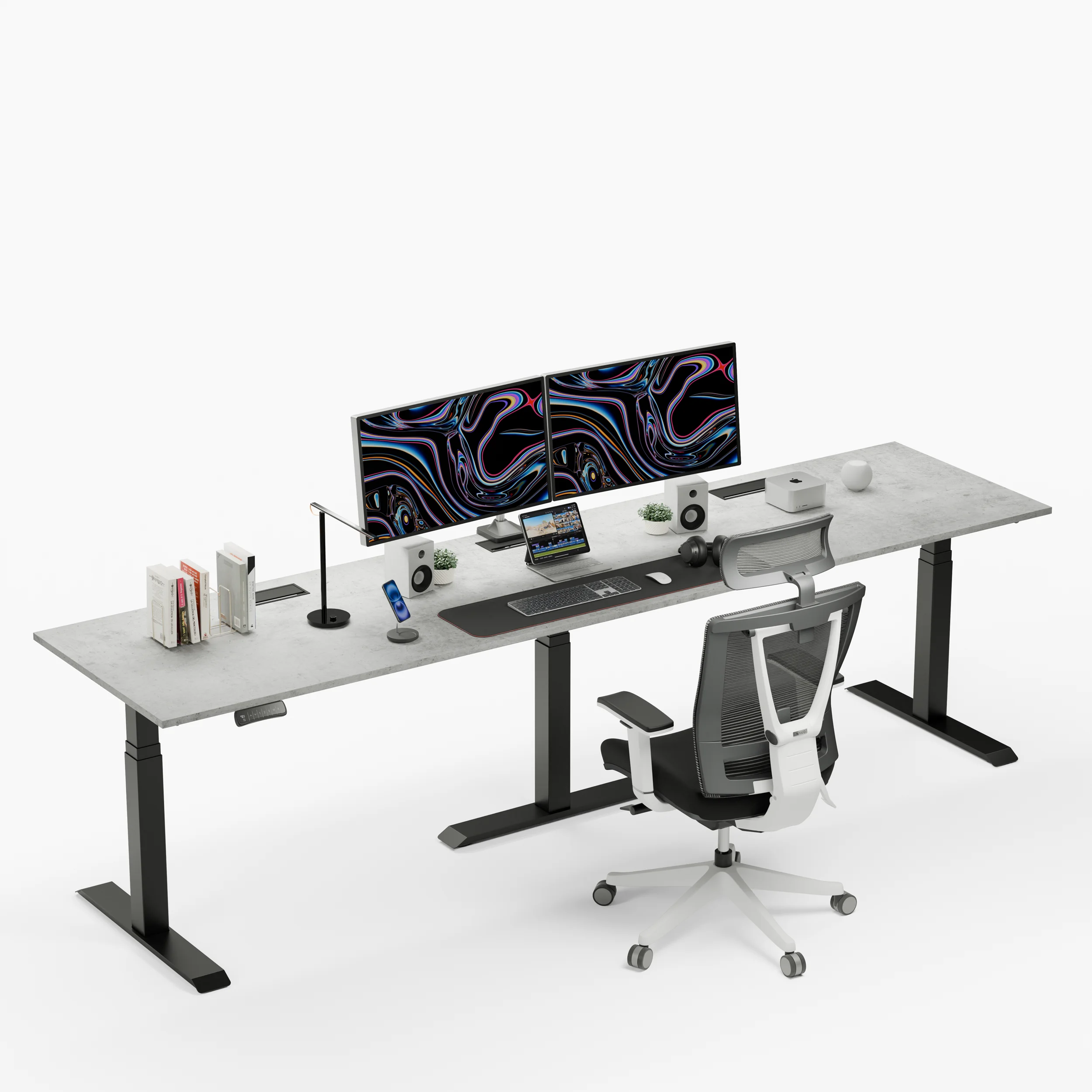 Navodesk® Flex180 Xl Concrete Top Black Frame 1