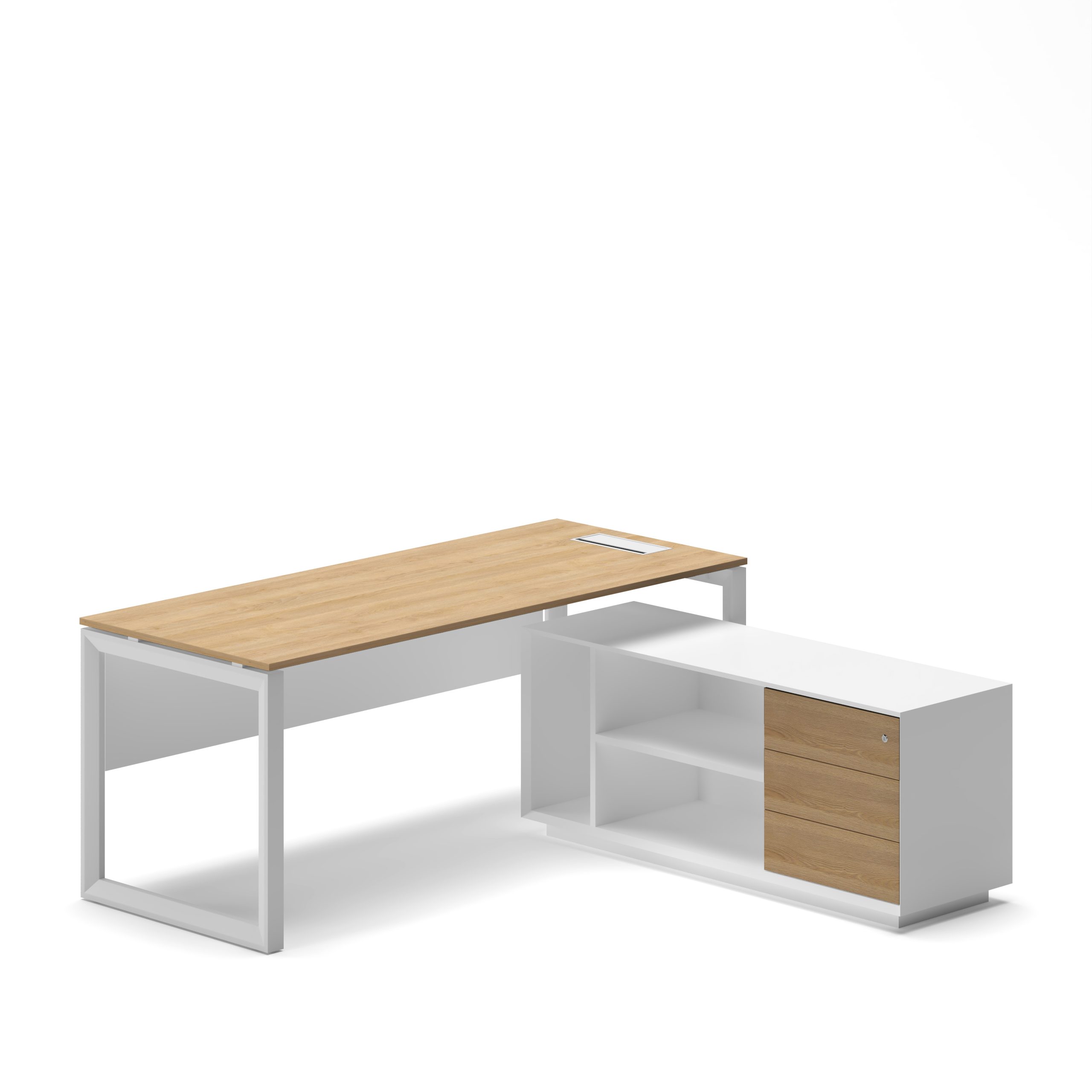 WorkHub Executive Oak Top White Frame 1