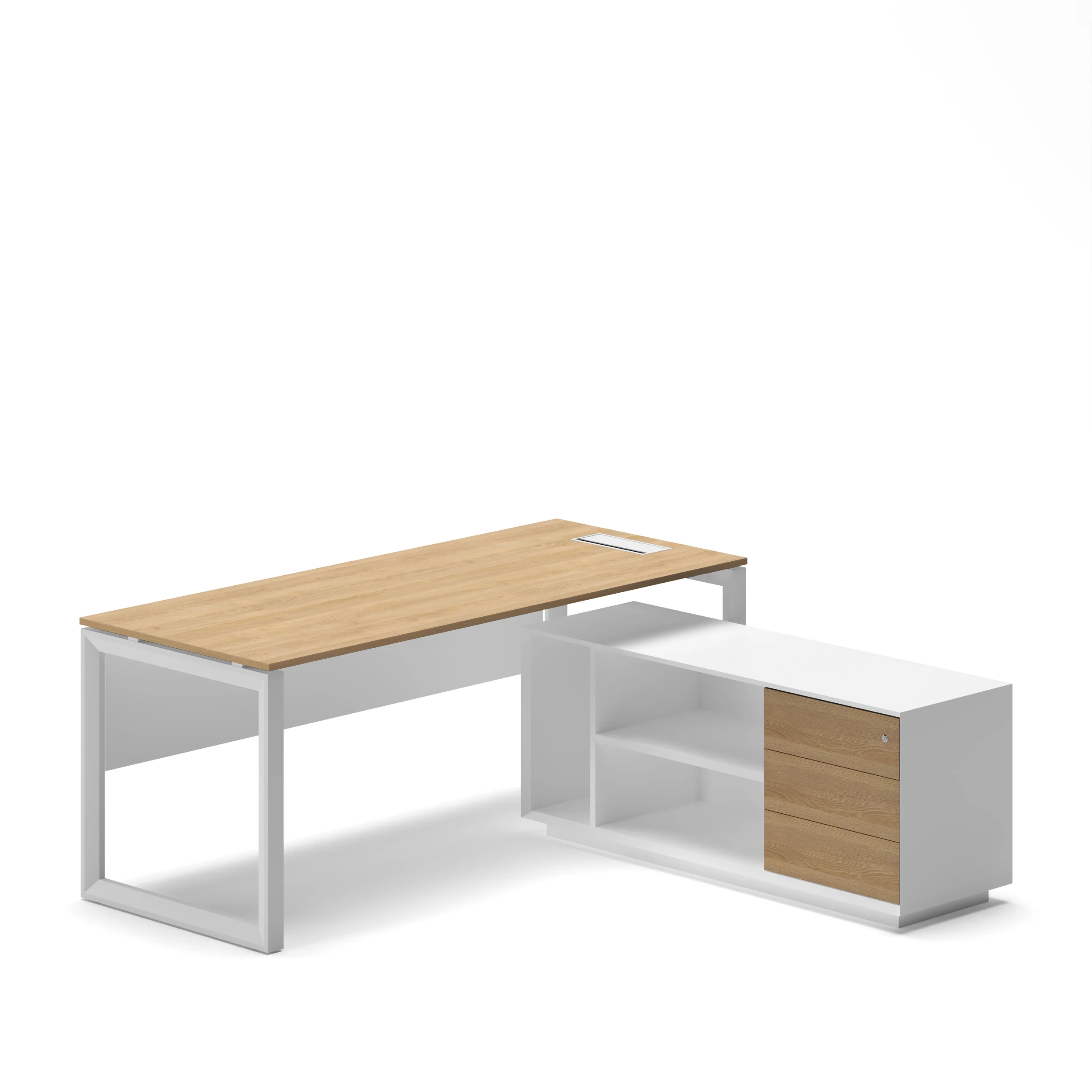 WorkHub Executive Oak Top White Frame 1
