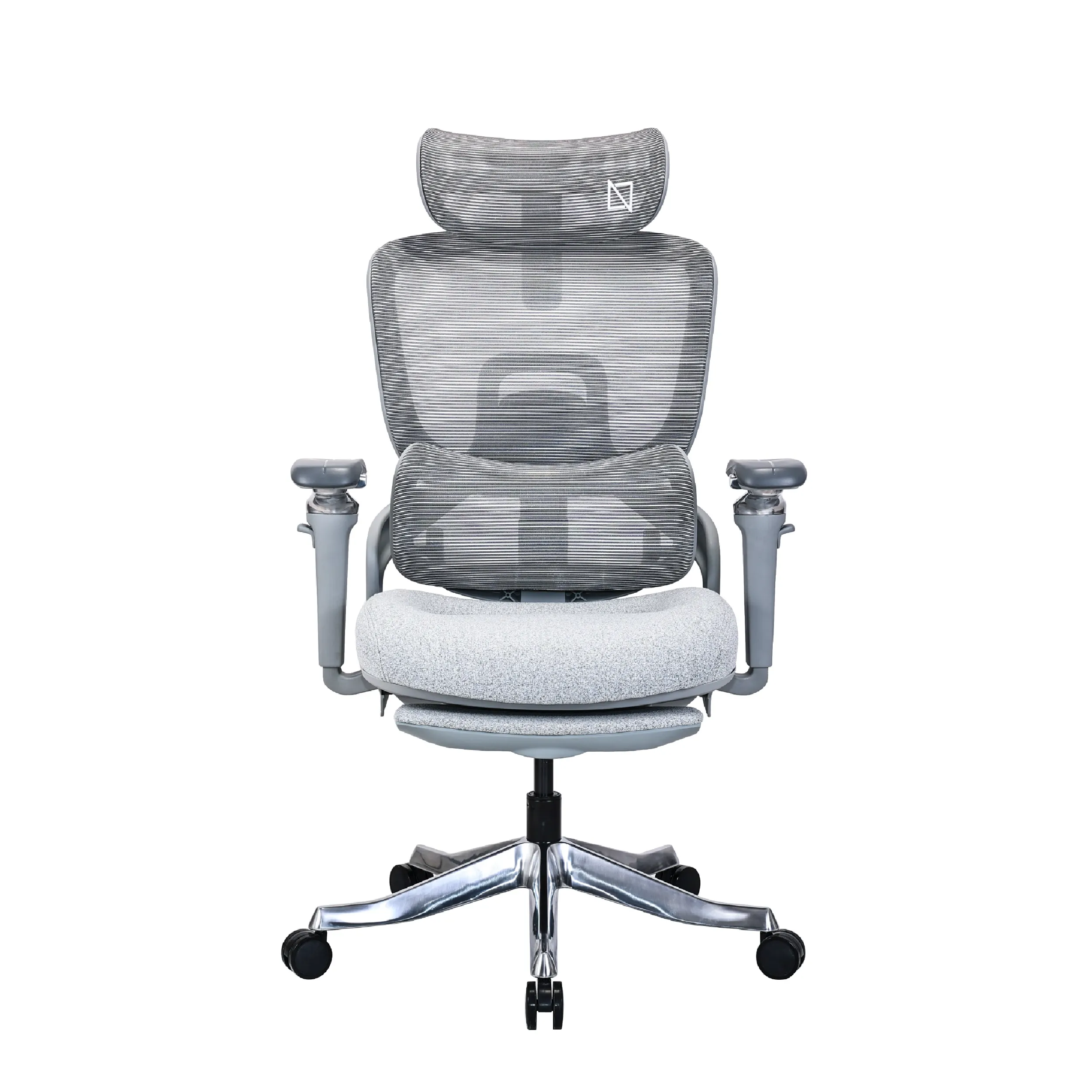 Ergomax Grey Fabric Ergonomic Office Chair with Footrest