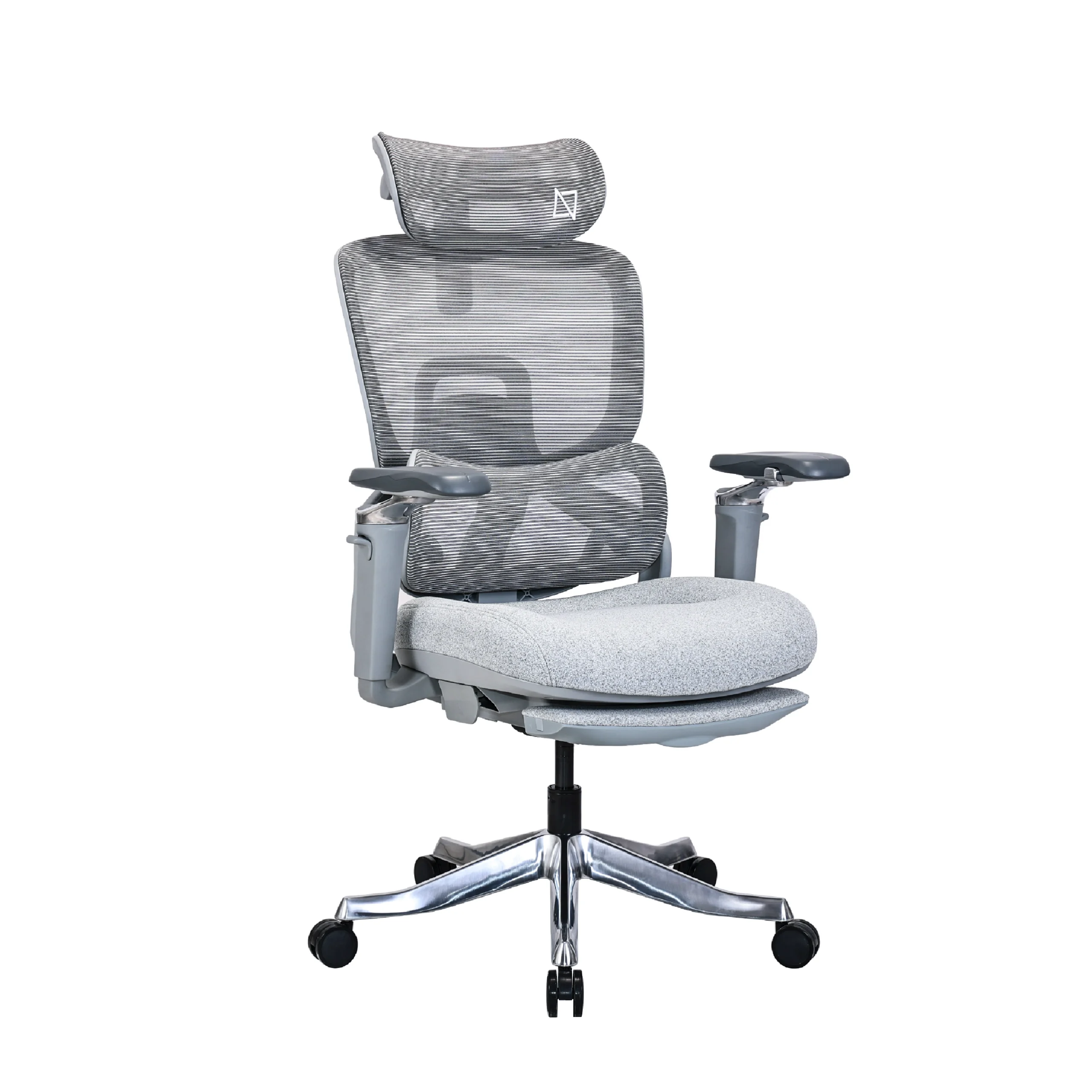 Ergomax Grey Fabric Ergonomic Office Chair with Footrest