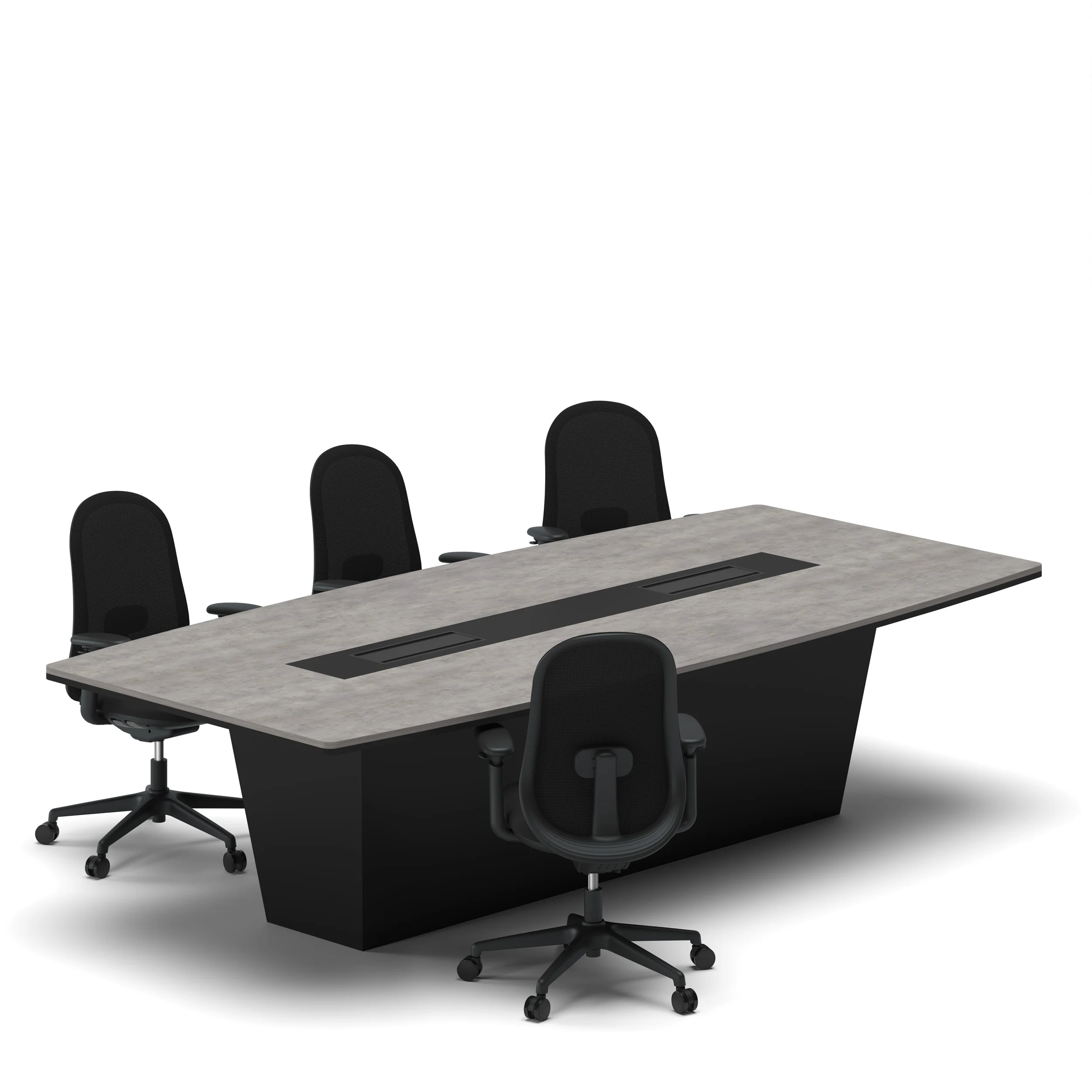 Meeting Table Oak Top Black Base 1