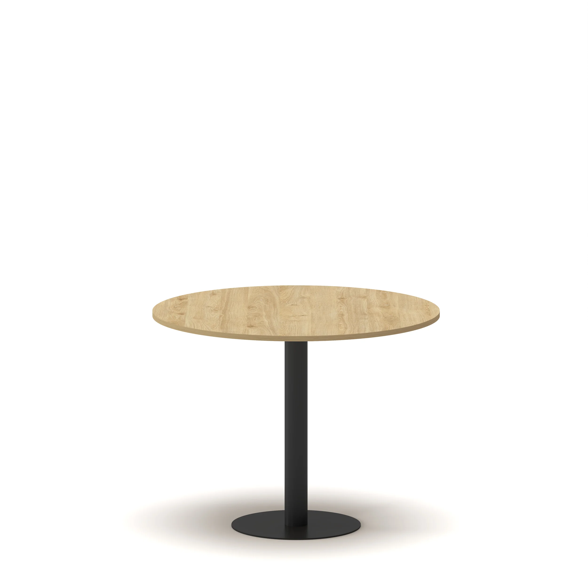 Round Meeting table Oak Top Black Leg