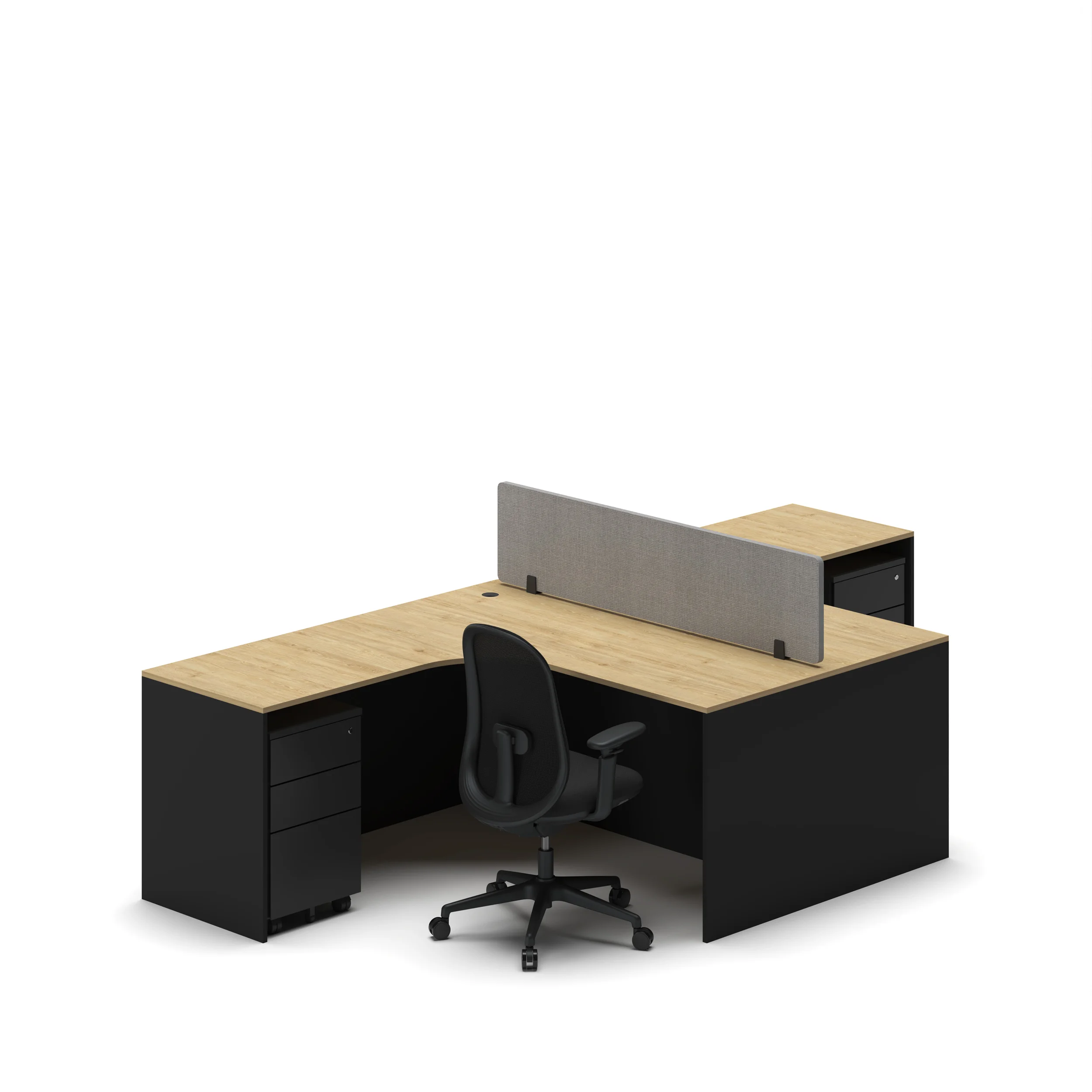 Slate 2 Person Angle F2F Compact Workstation Grey White1